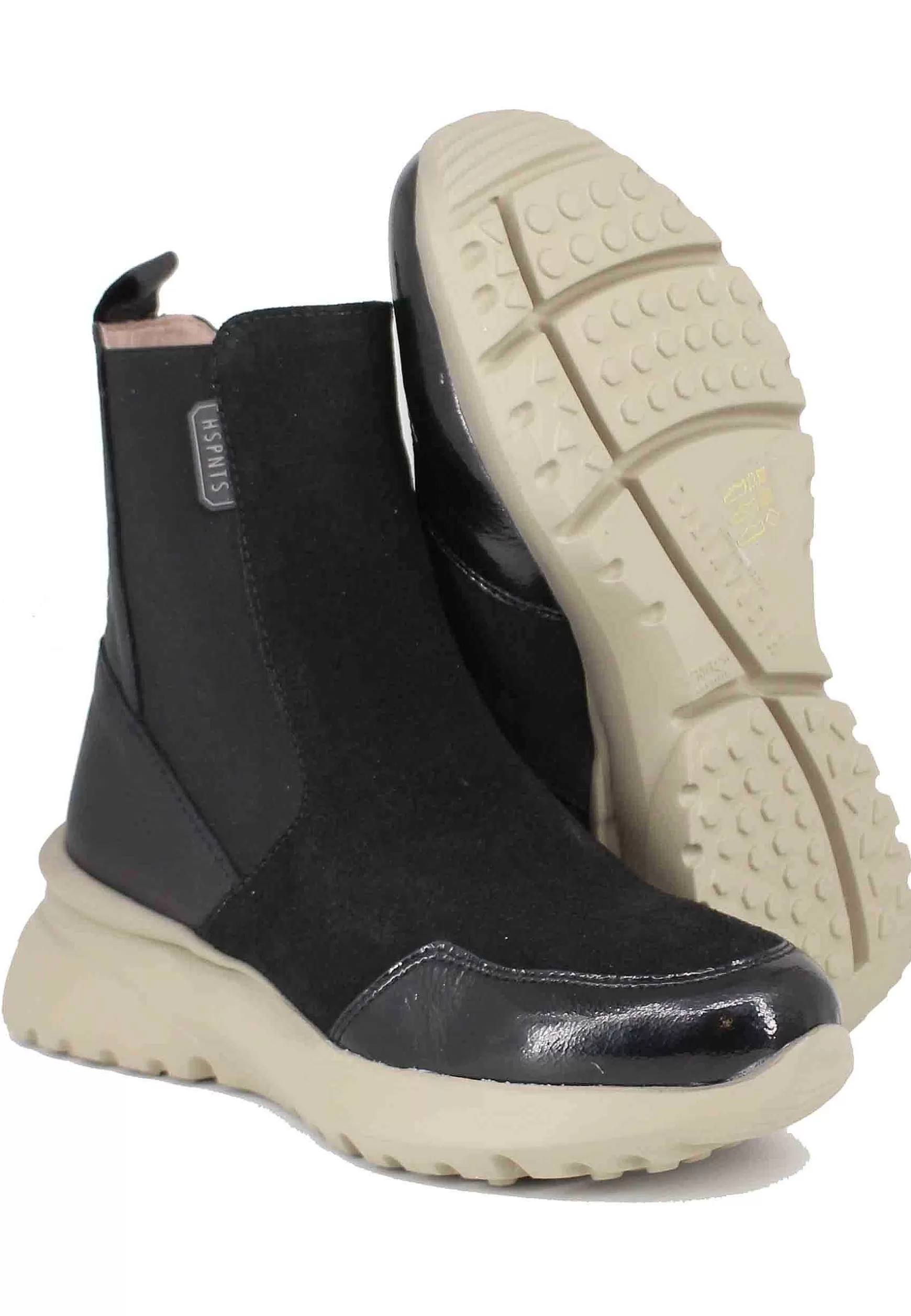 Sneakers Donna A Stivaletto In Pelle E Tessuto Nero Rio Black*Hispanitas New