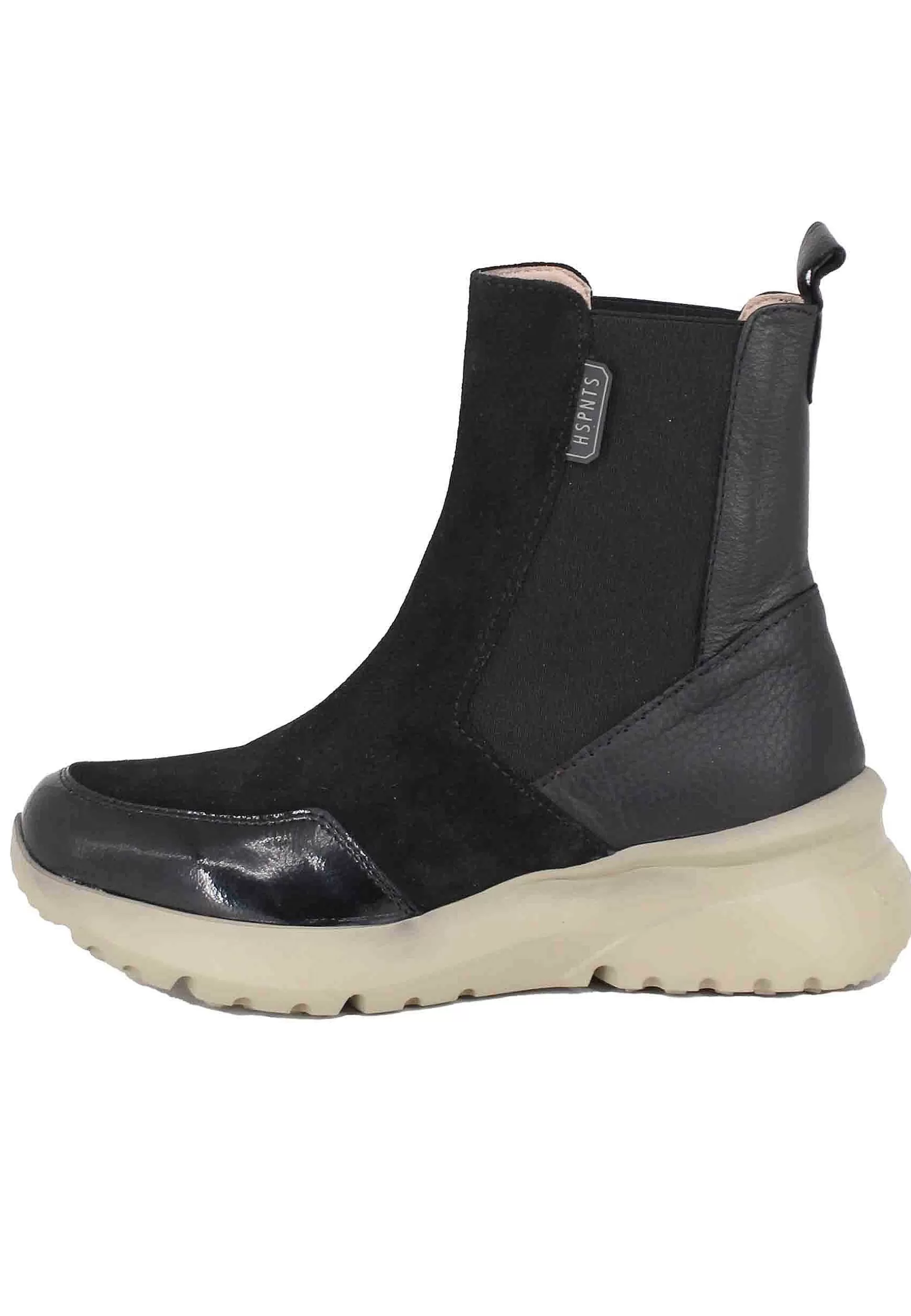 Sneakers Donna A Stivaletto In Pelle E Tessuto Nero Rio Black*Hispanitas New