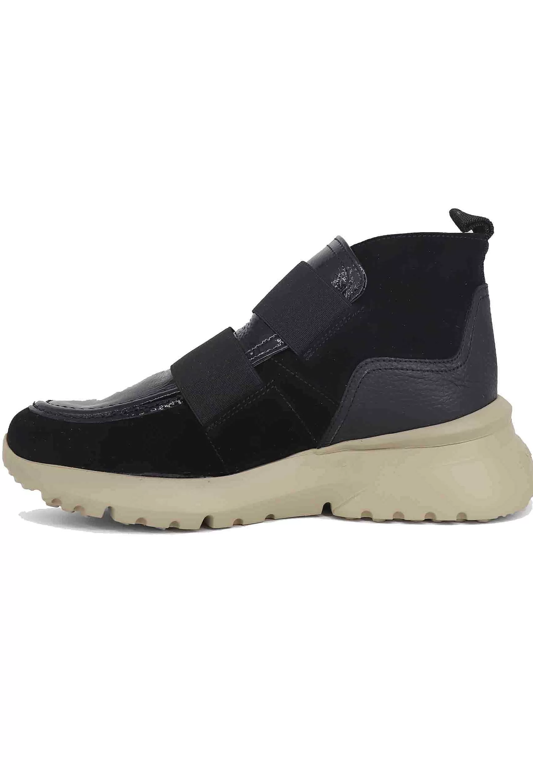 Sneakers Donna A Stivaletto In Pelle E Tessuto Nero Velour Black*Hispanitas Best Sale