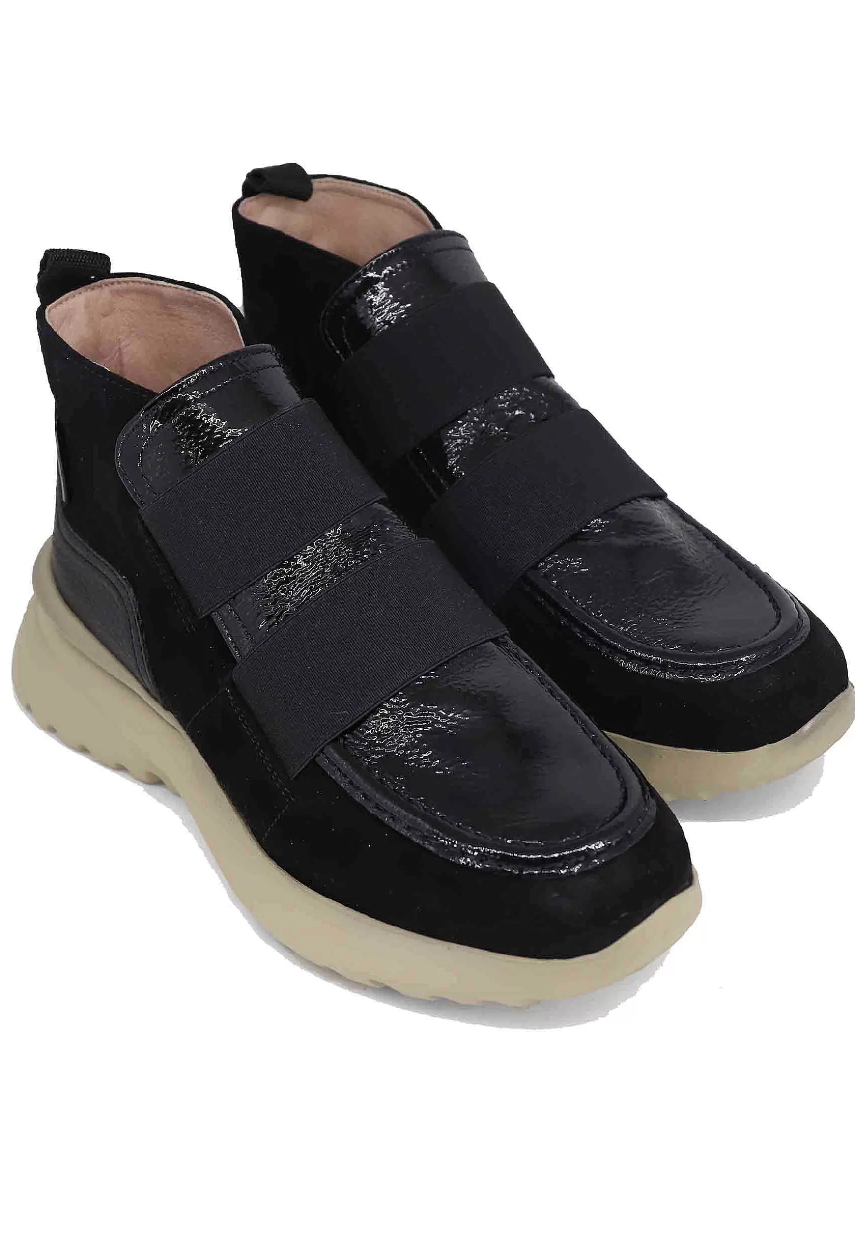 Sneakers Donna A Stivaletto In Pelle E Tessuto Nero Velour Black*Hispanitas Best Sale
