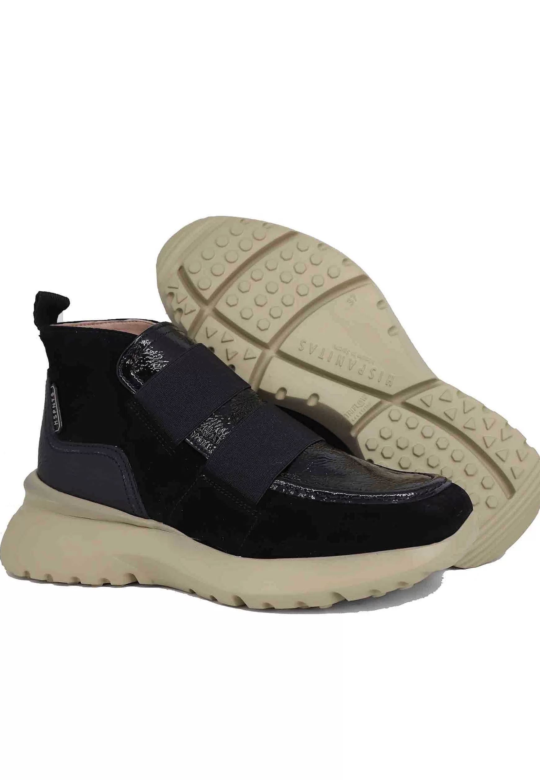 Sneakers Donna A Stivaletto In Pelle E Tessuto Nero Velour Black*Hispanitas Best Sale