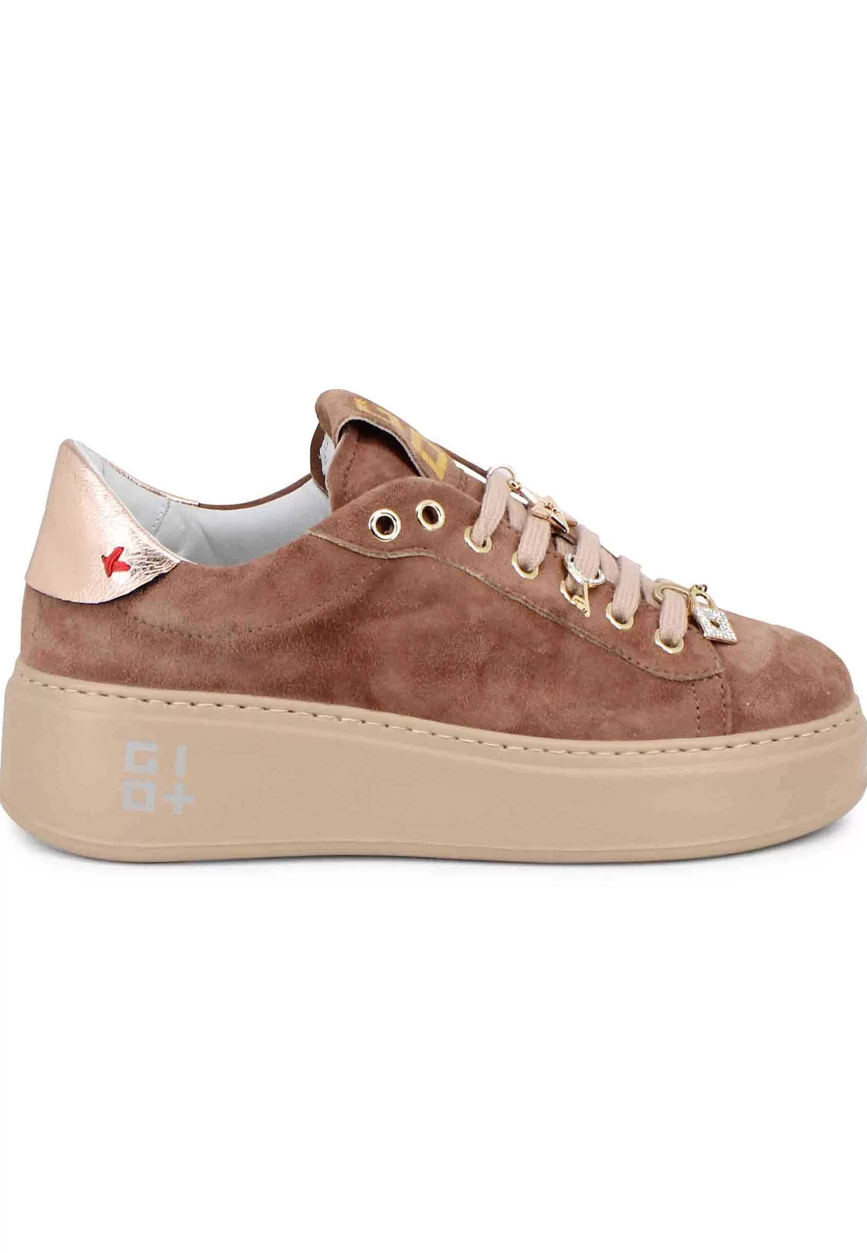Sneakers Donna In Camoscio Tortora Con Accessori Gioiello*Gio + Outlet