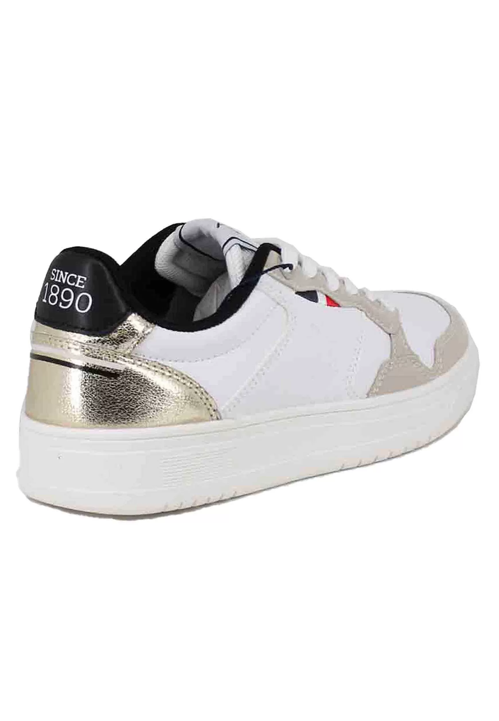 Sneakers Donna In Eco Pelle Vintage Bianco E Oro*U.S. Polo Assn Online