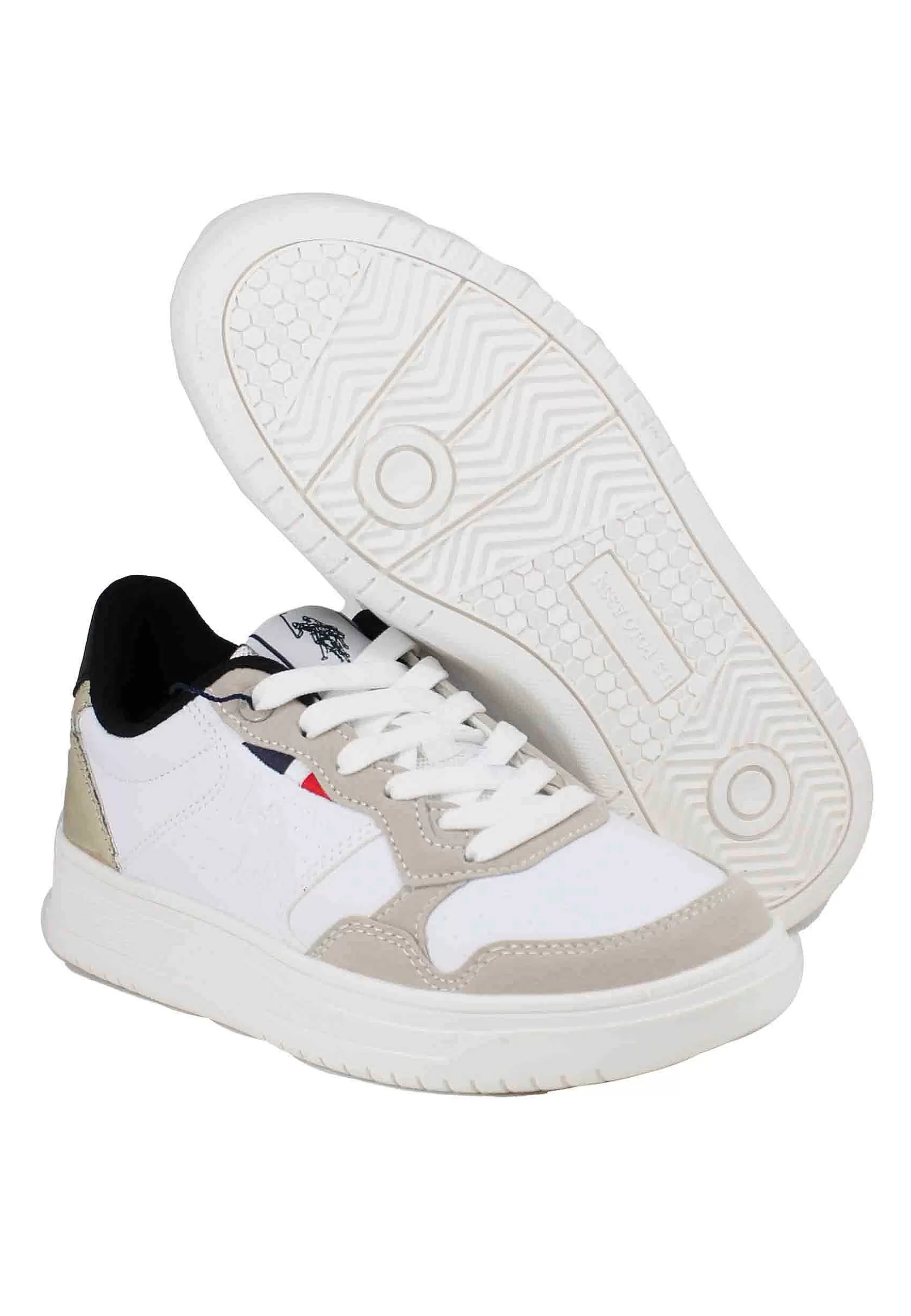 Sneakers Donna In Eco Pelle Vintage Bianco E Oro*U.S. Polo Assn Online