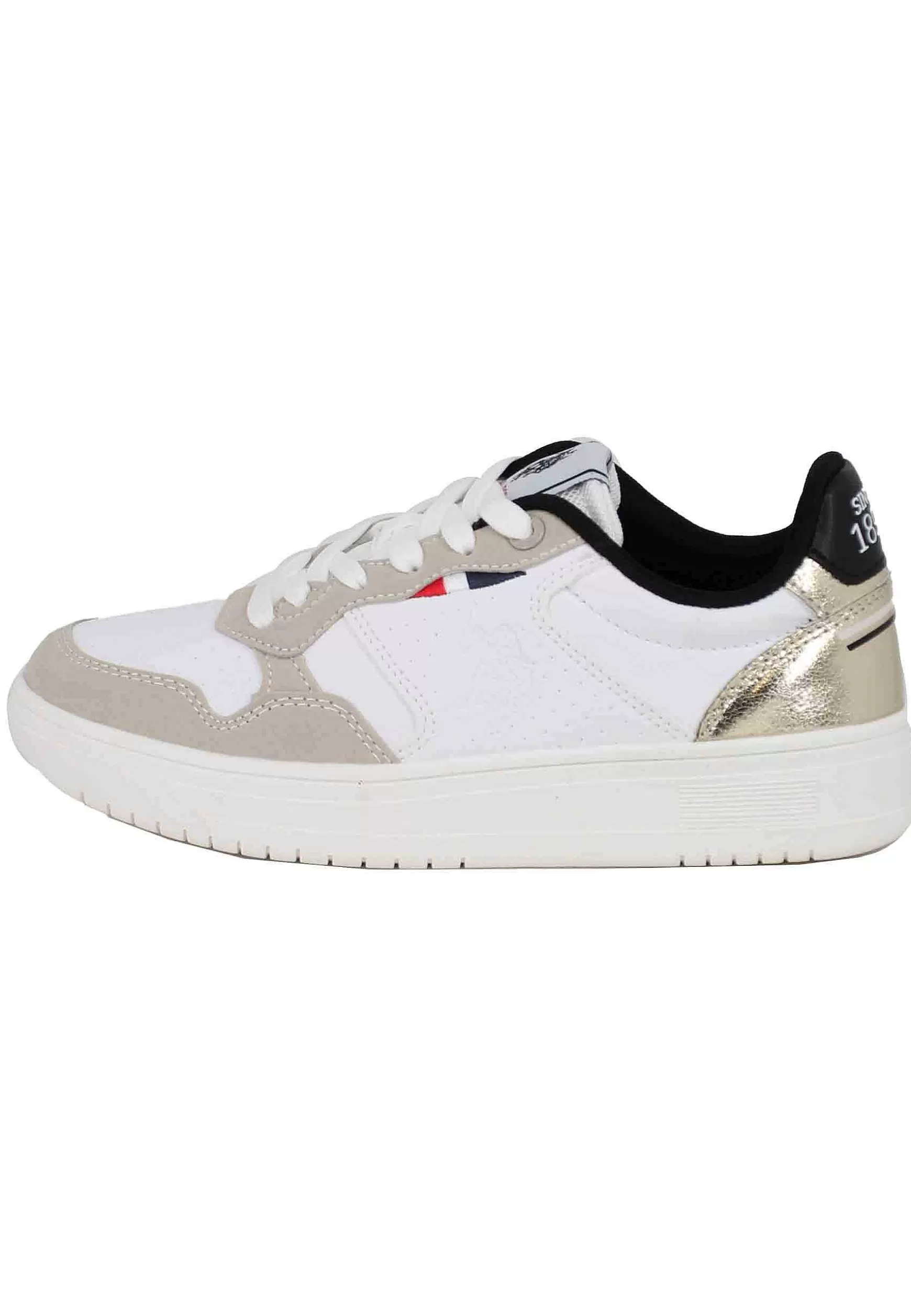 Sneakers Donna In Eco Pelle Vintage Bianco E Oro*U.S. Polo Assn Online