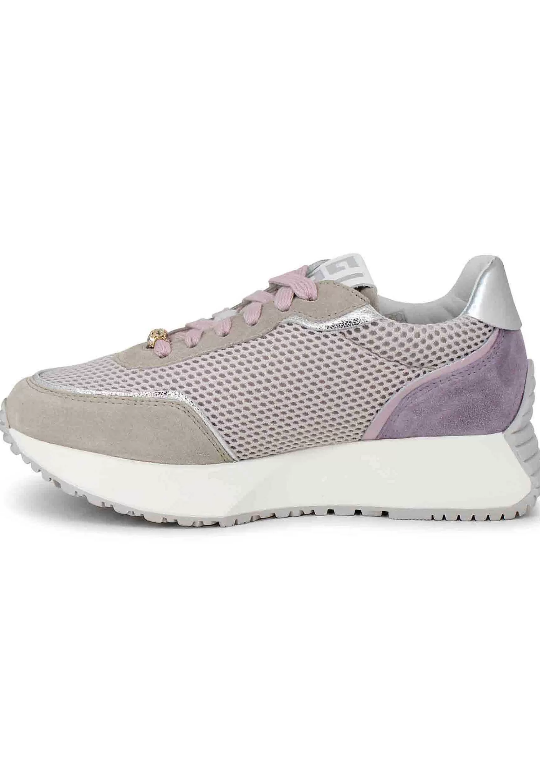 Sneakers Donna In Pelle Argento Con Zeppa Running In Gomma*Gio + Flash Sale