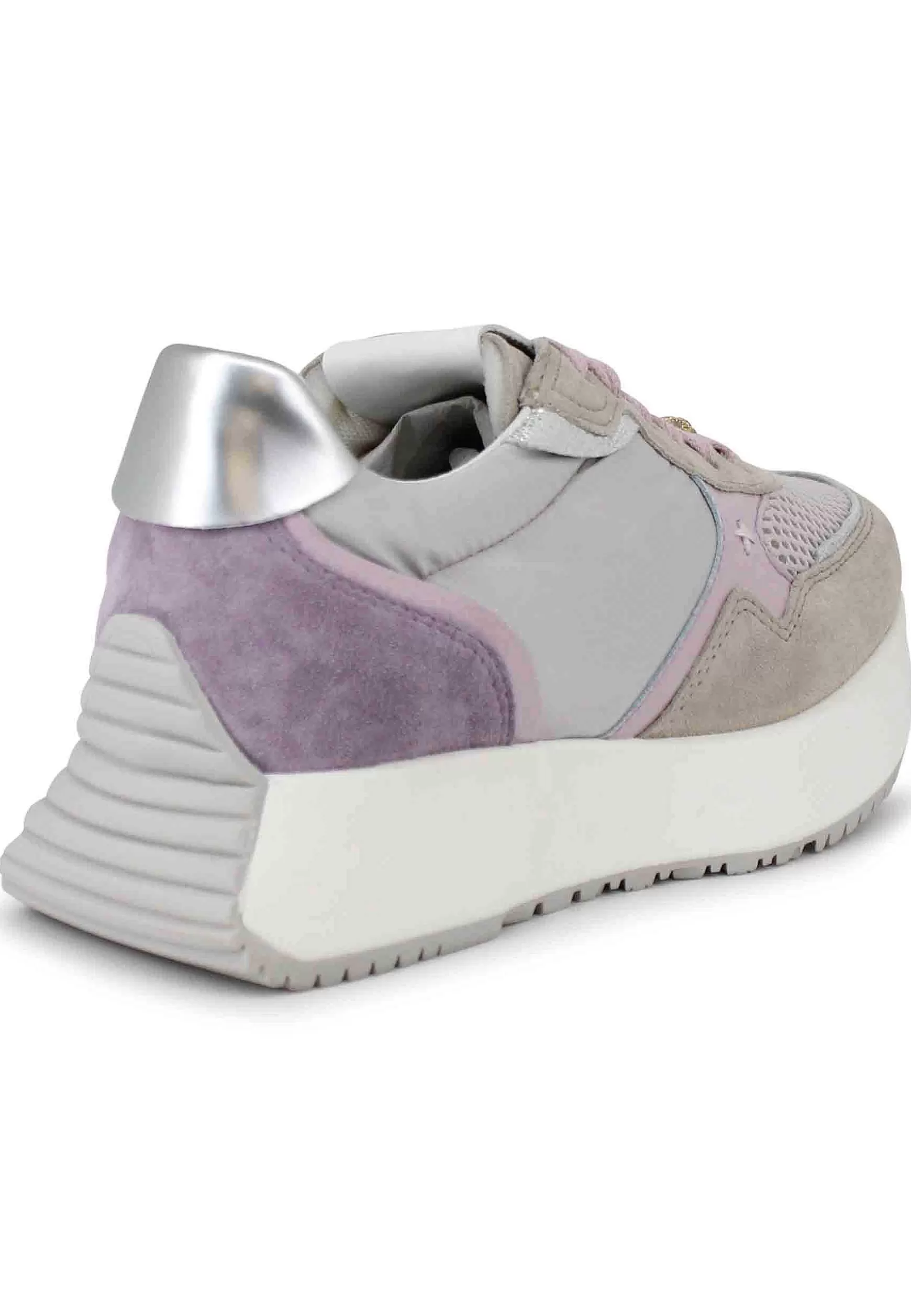 Sneakers Donna In Pelle Argento Con Zeppa Running In Gomma*Gio + Flash Sale