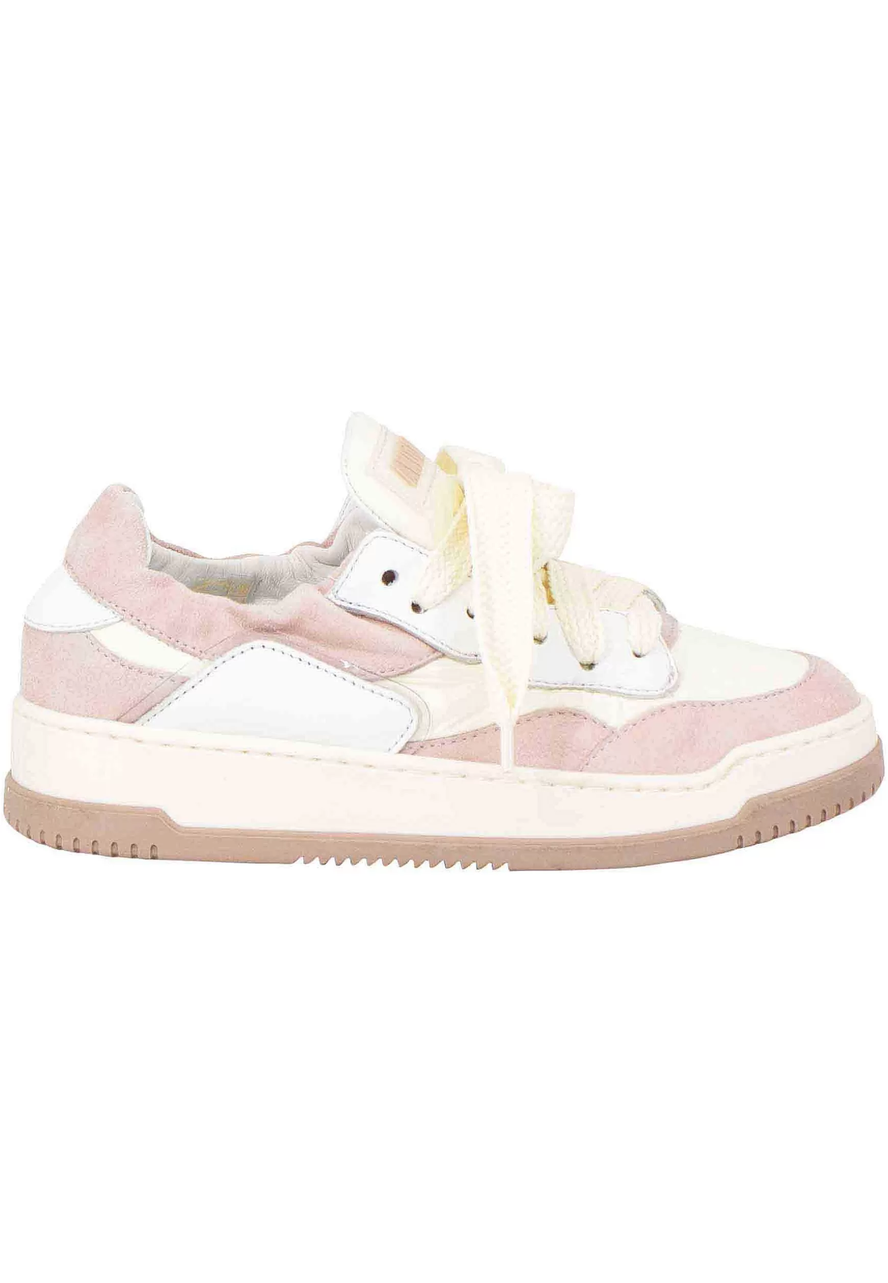 Sneakers Donna In Pelle Beige E Rosa Con Fondo Gomma*Andia Fora Discount