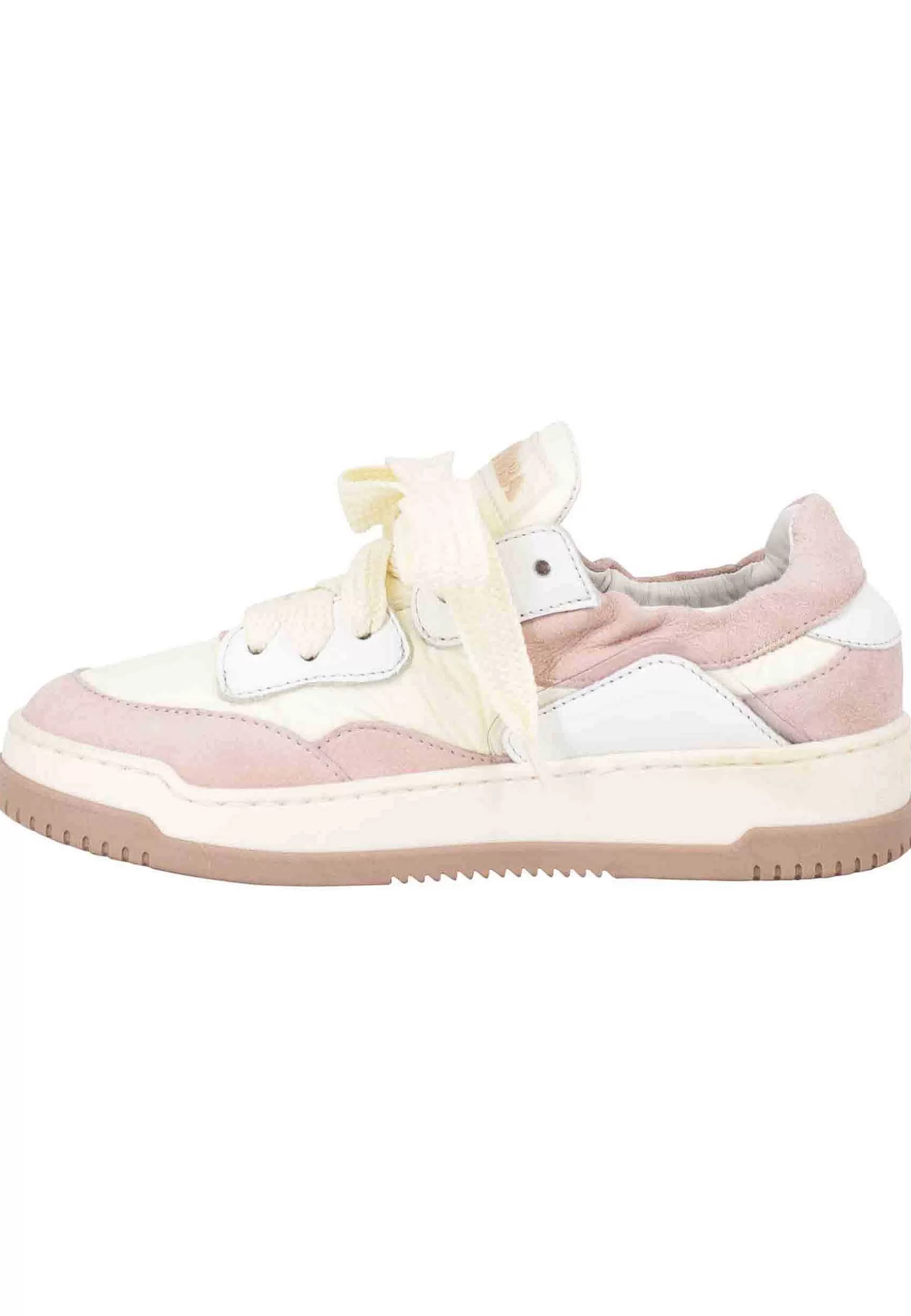 Sneakers Donna In Pelle Beige E Rosa Con Fondo Gomma*Andia Fora Discount