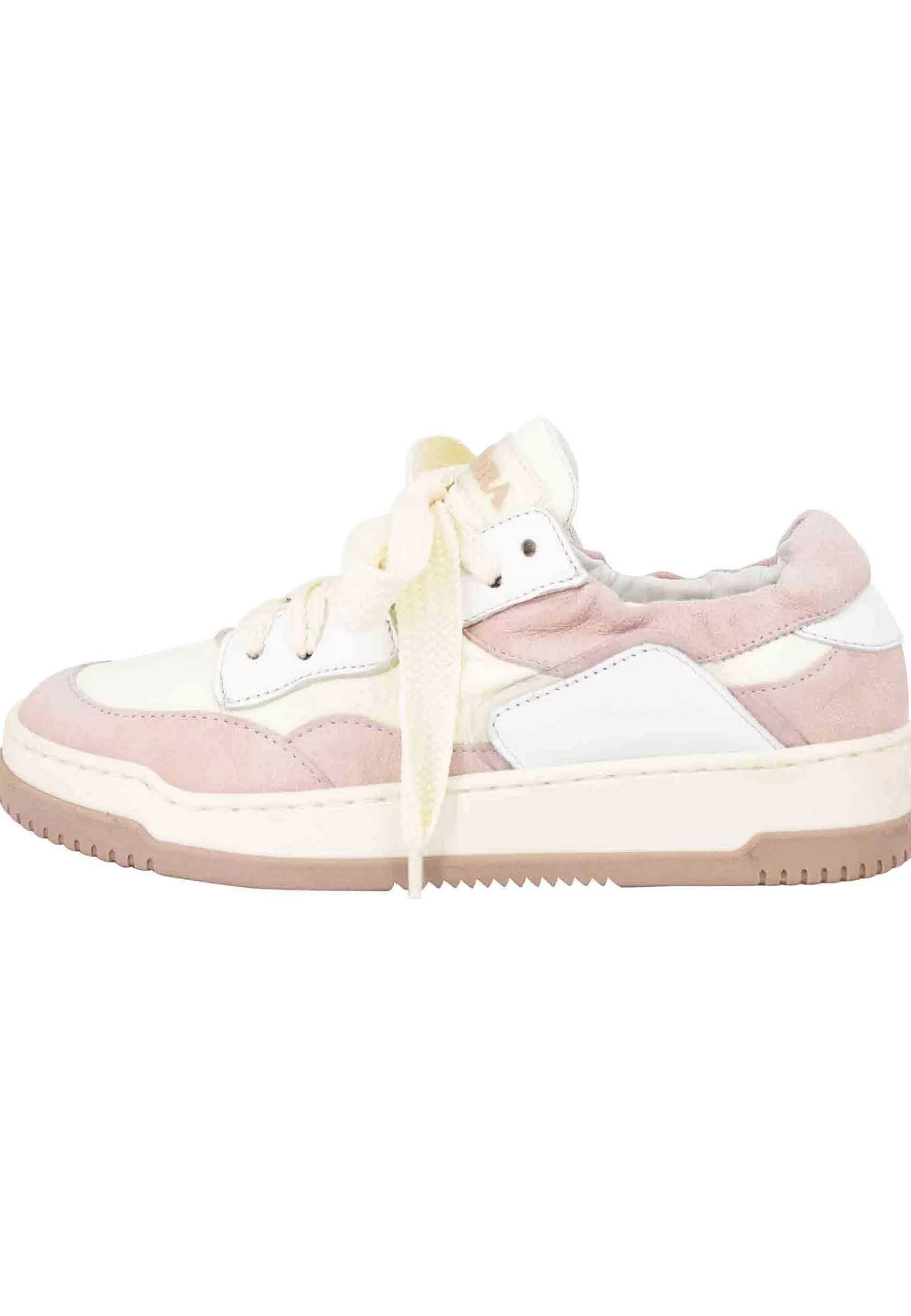 Sneakers Donna In Pelle Beige E Rosa Con Fondo Gomma*Andia Fora Discount