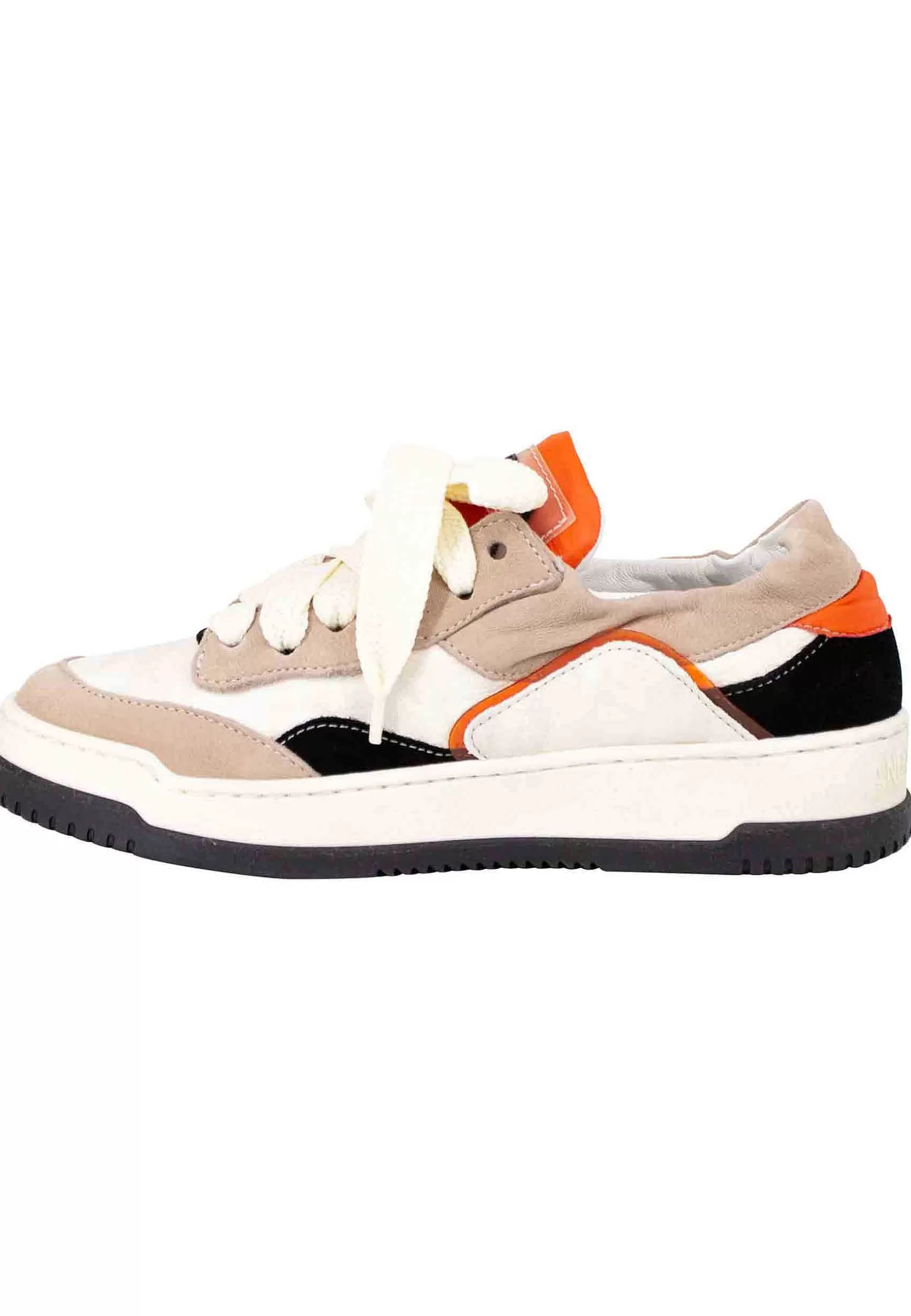 Sneakers Donna In Pelle Beige E Taupe Con Fondo Gomma*Andia Fora Sale