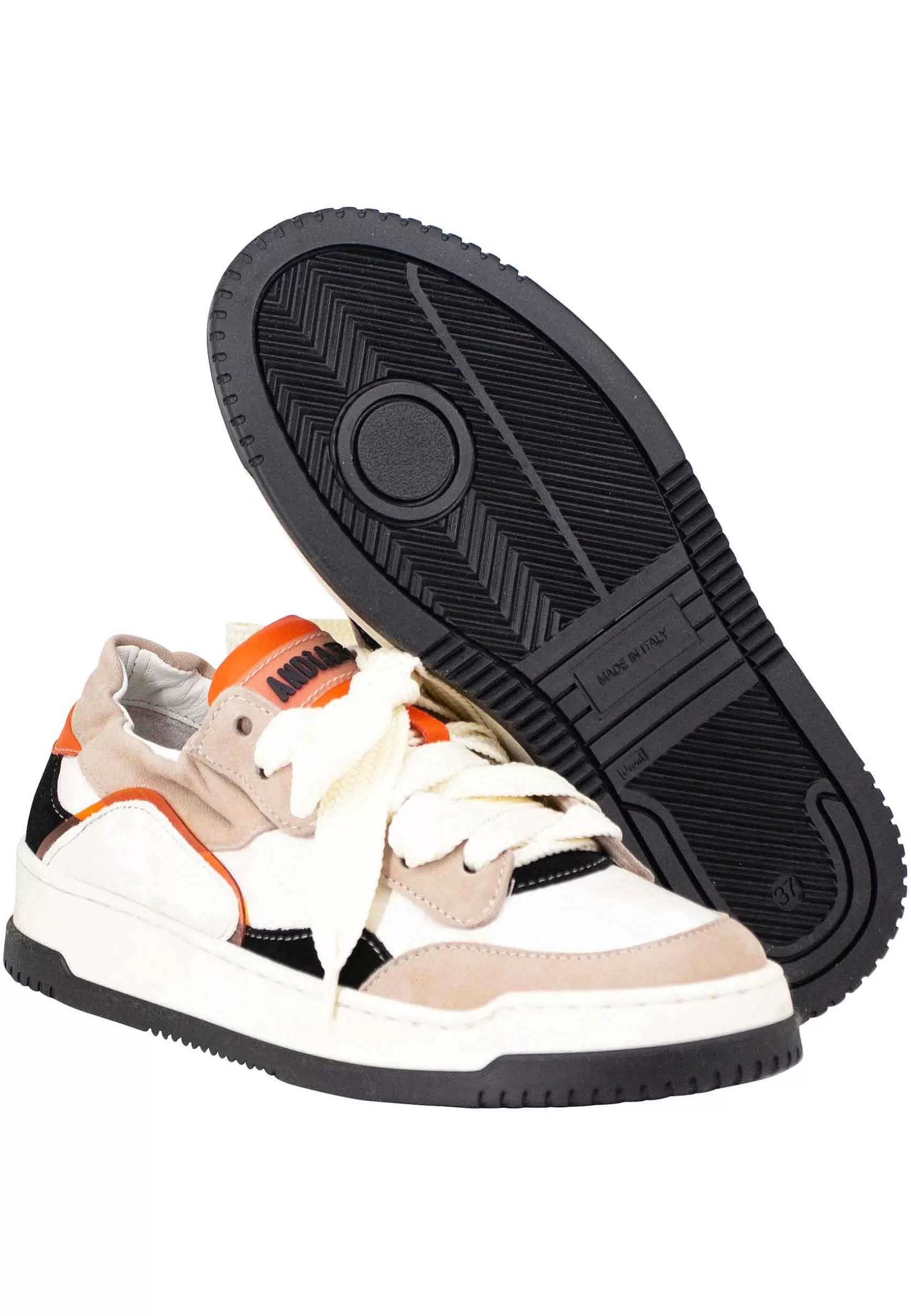 Sneakers Donna In Pelle Beige E Taupe Con Fondo Gomma*Andia Fora Sale