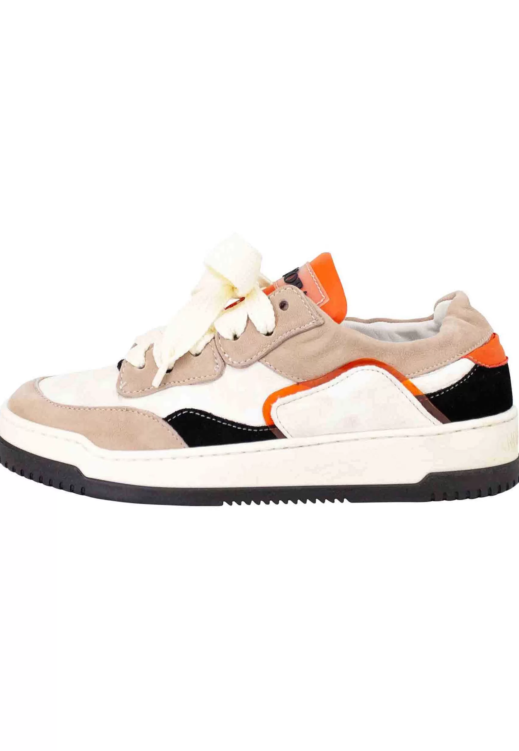 Sneakers Donna In Pelle Beige E Taupe Con Fondo Gomma*Andia Fora Sale