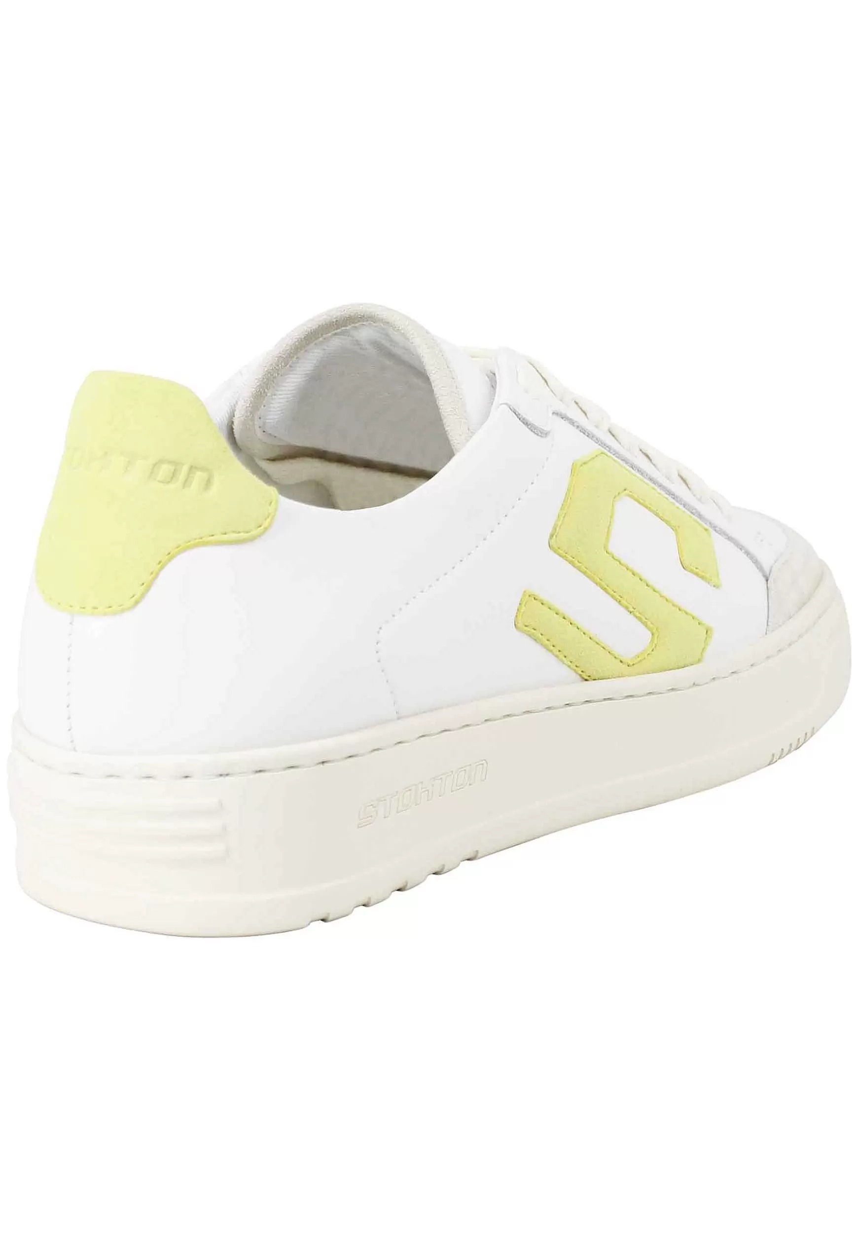 Sneakers Donna In Pelle Bianca Con Riporti In Pelle Lime*Stokton Hot