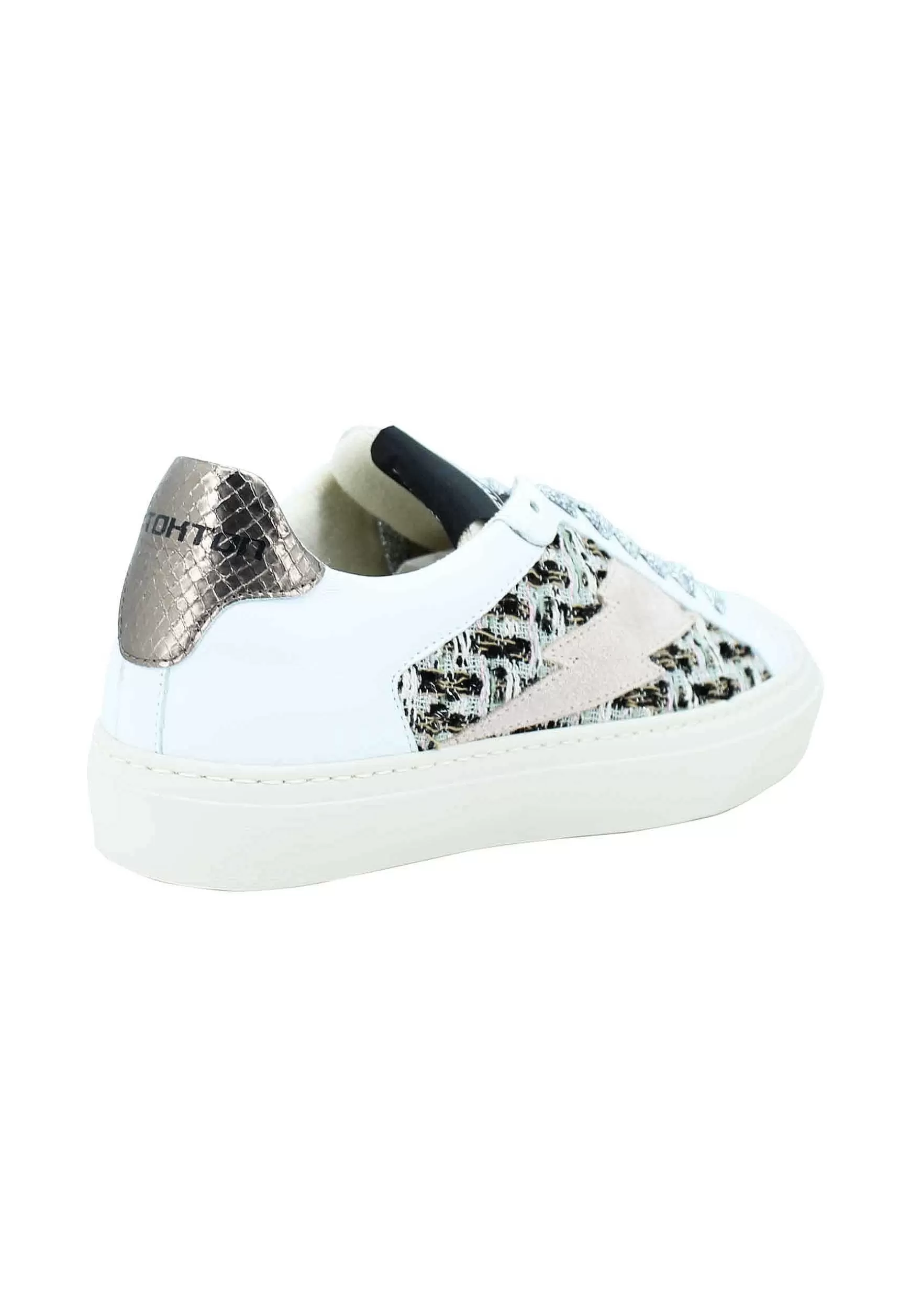 Sneakers Donna In Pelle Bianca E Tessuto Con Fondo In Gomma Bianco*Stokton Clearance
