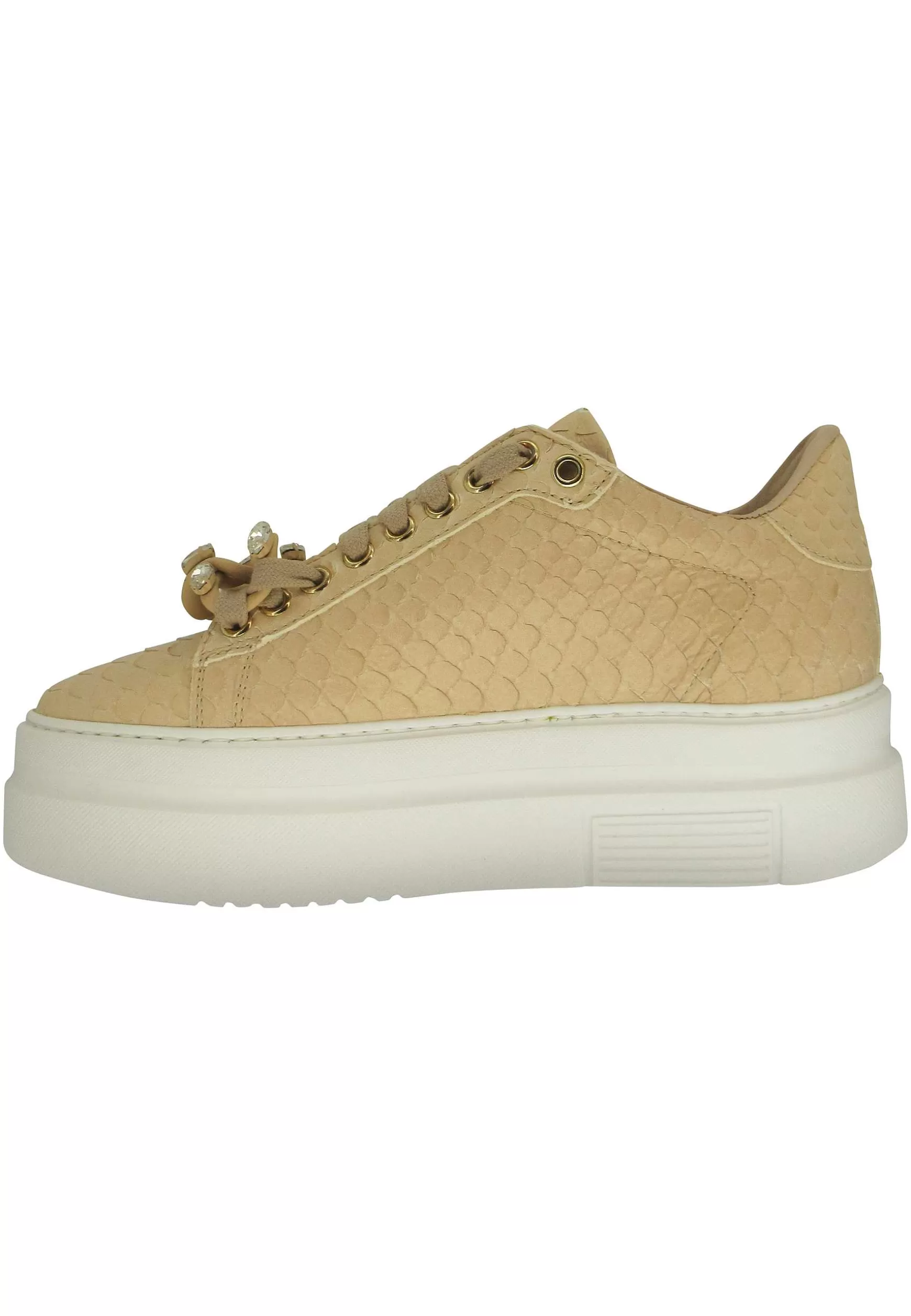 Sneakers Donna In Pelle Stampata Nude Con Morsetto In Strass E Zeppa Alta*Stokton Flash Sale