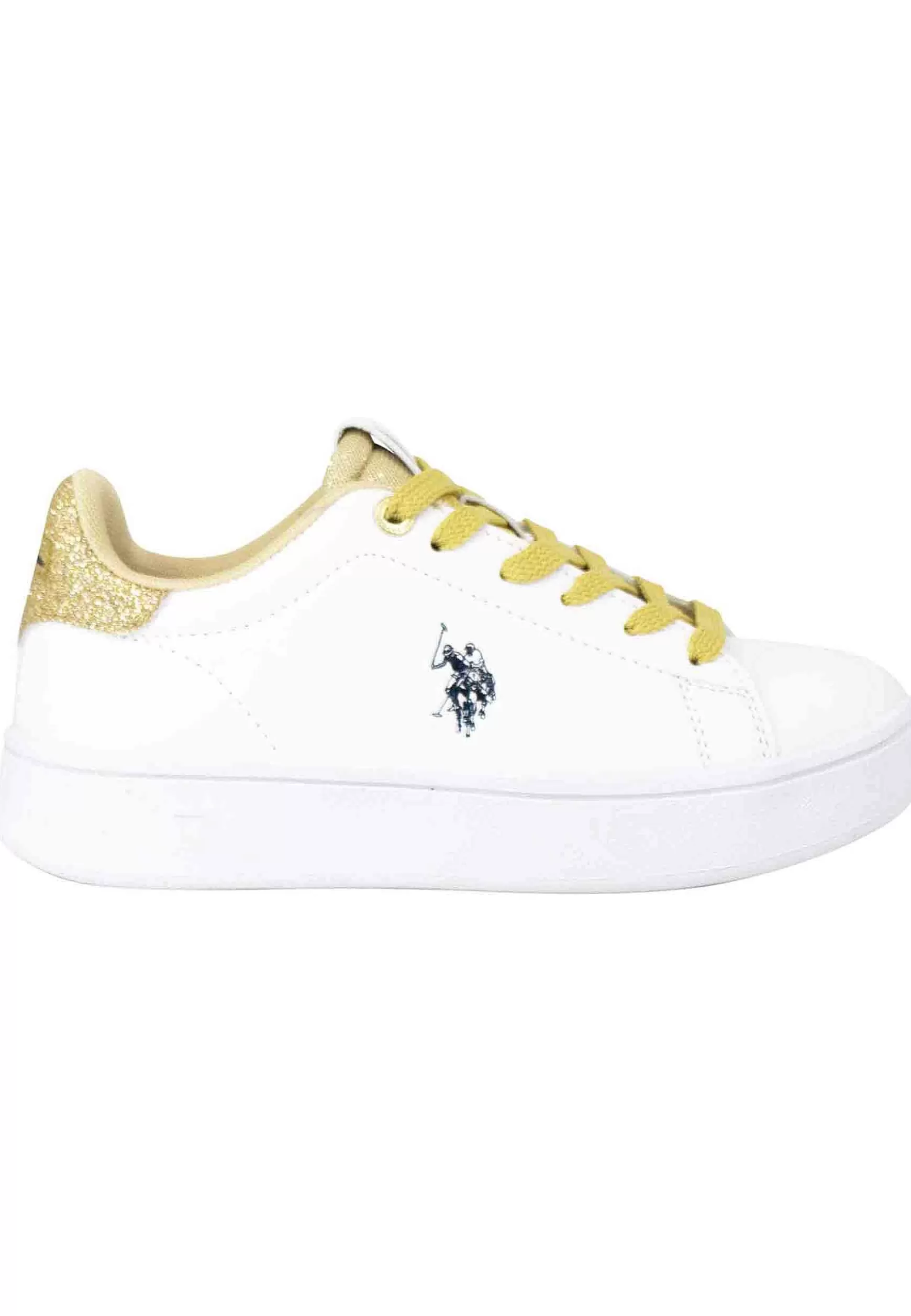 Sneakers Donna In Tessuto Bianco Con Riporto In Glitter Oro*U.S. Polo Assn Fashion