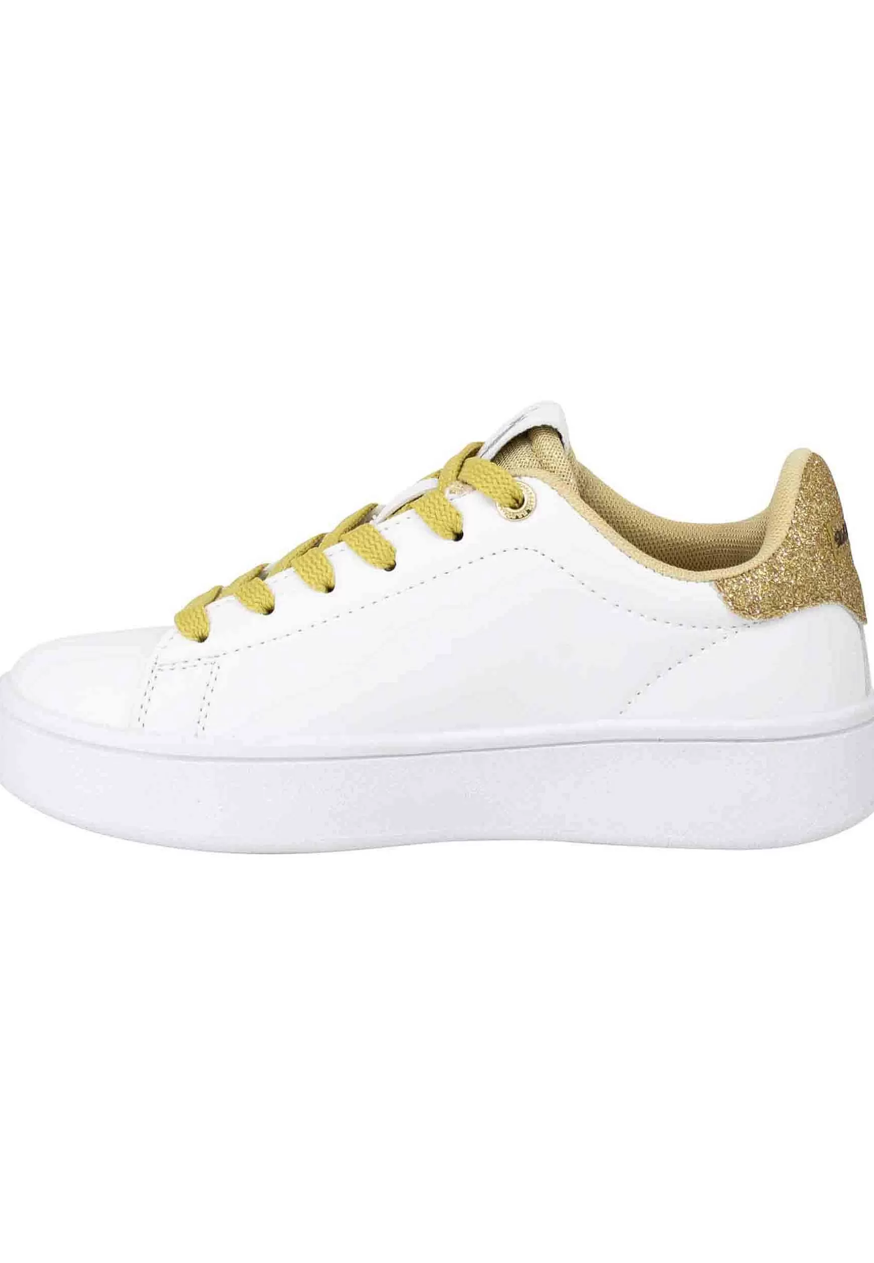 Sneakers Donna In Tessuto Bianco Con Riporto In Glitter Oro*U.S. Polo Assn Fashion