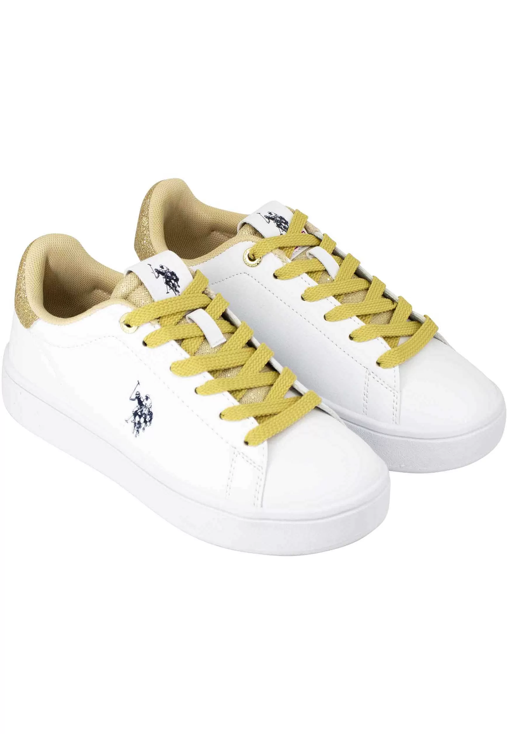 Sneakers Donna In Tessuto Bianco Con Riporto In Glitter Oro*U.S. Polo Assn Fashion