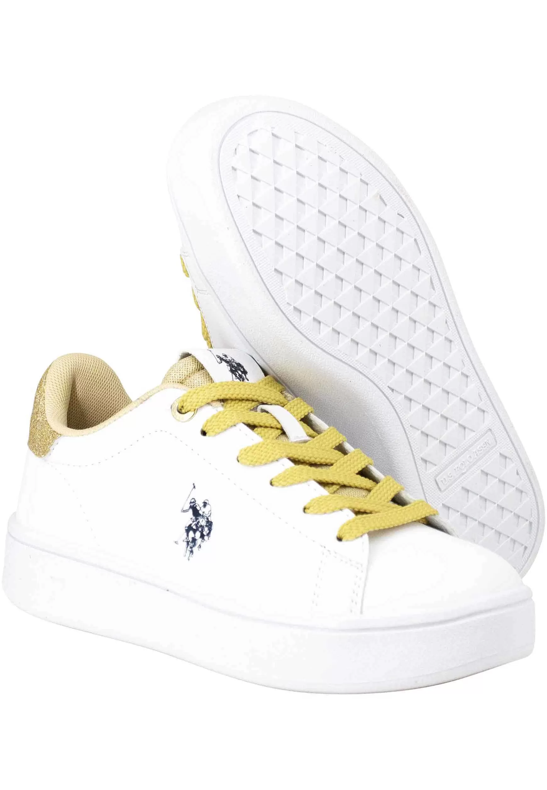 Sneakers Donna In Tessuto Bianco Con Riporto In Glitter Oro*U.S. Polo Assn Fashion