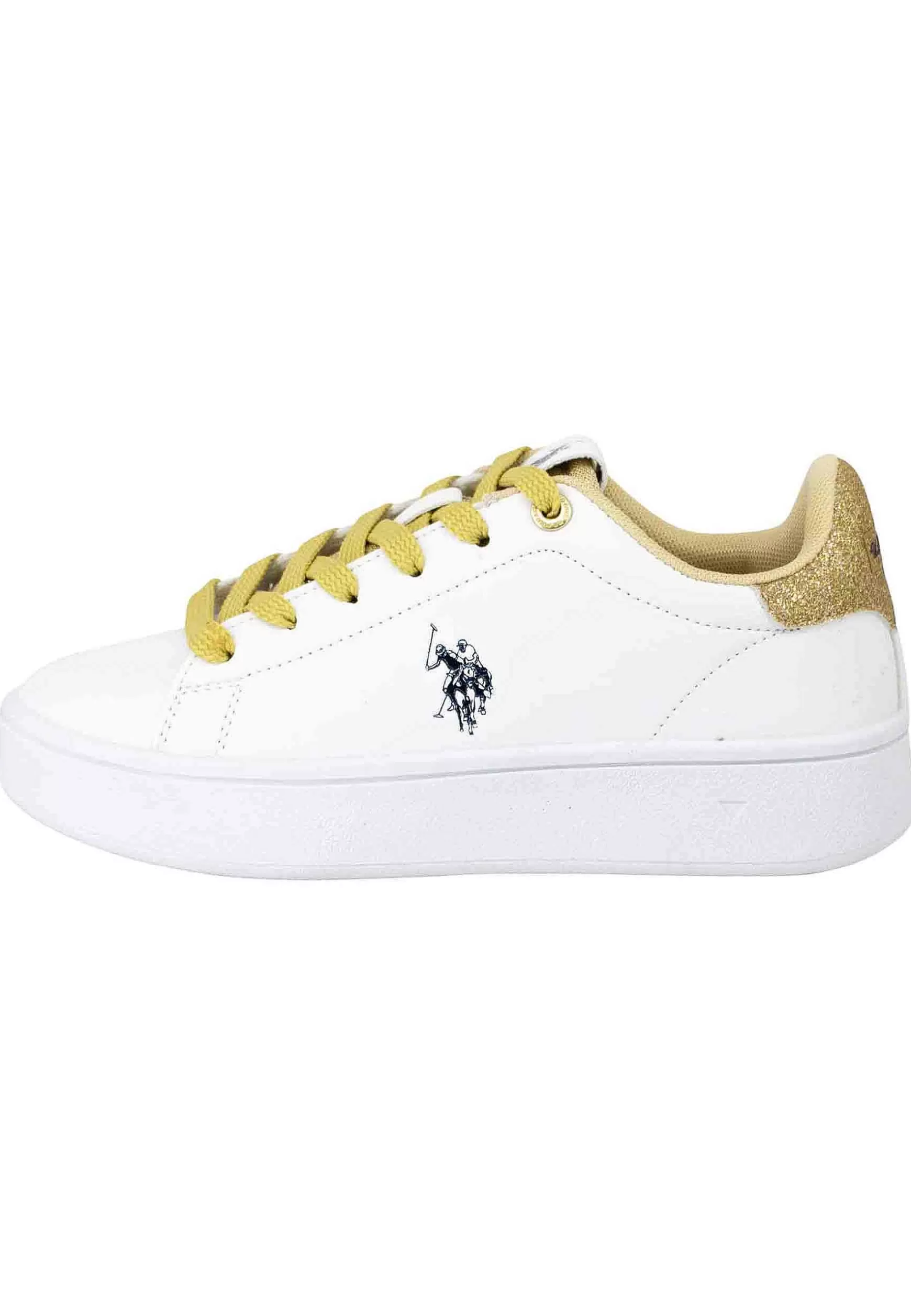 Sneakers Donna In Tessuto Bianco Con Riporto In Glitter Oro*U.S. Polo Assn Fashion