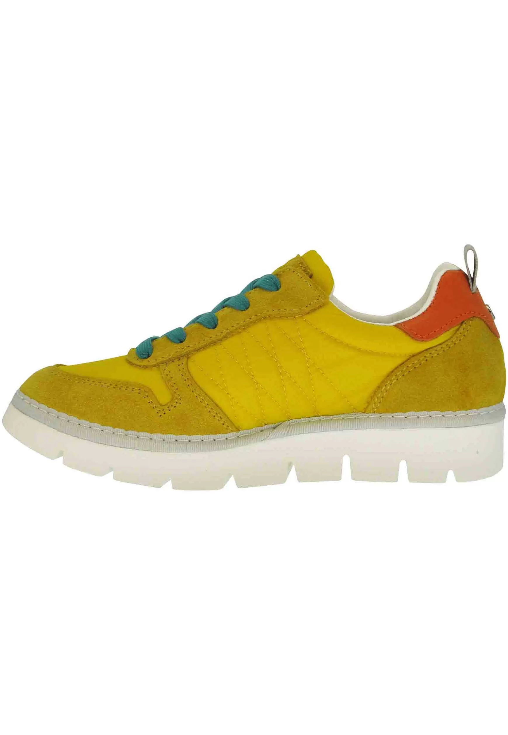 Sneakers Donna In Tessuto E Camoscio Giallo Con Suola Zeppa*Panchic Clearance