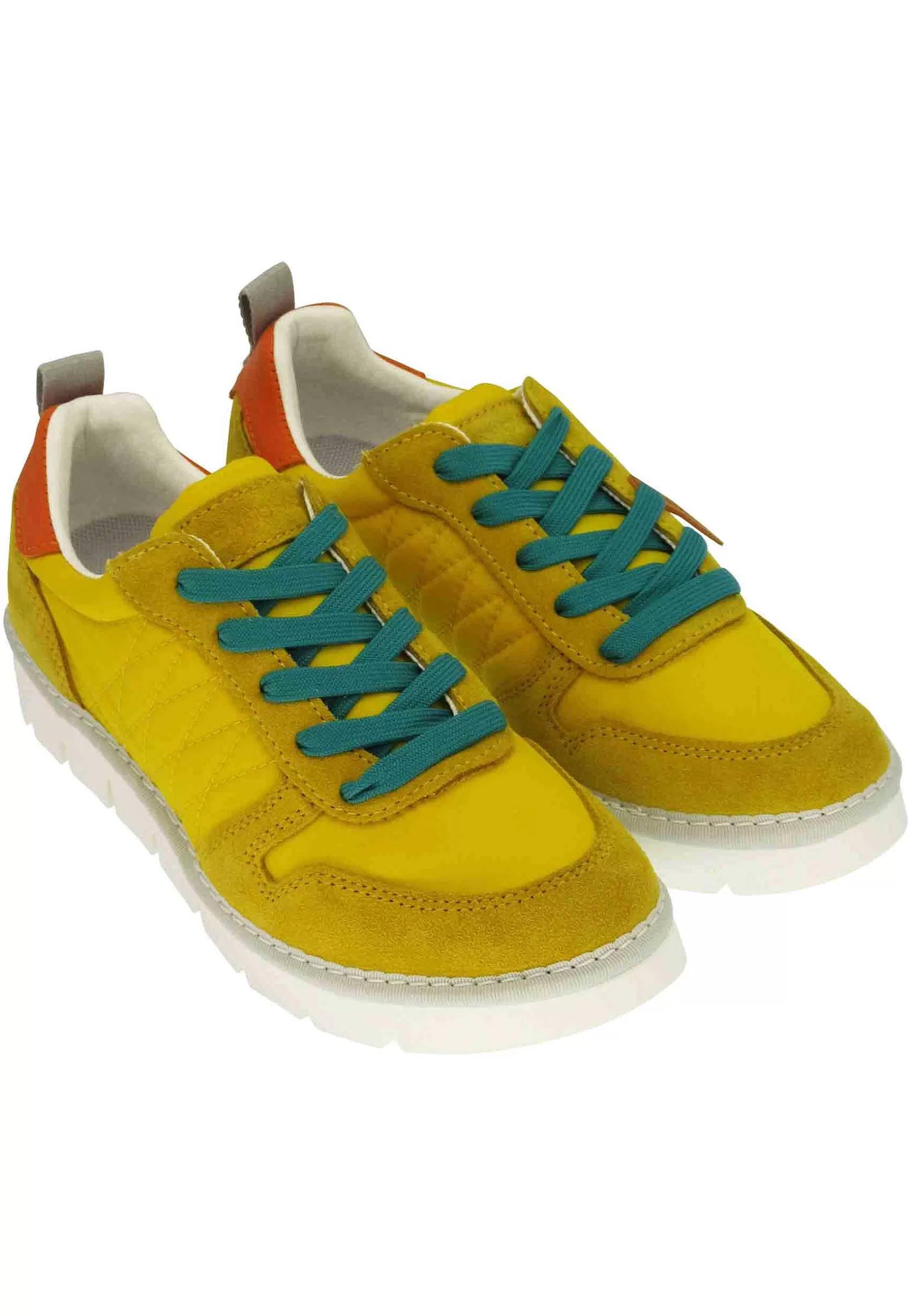 Sneakers Donna In Tessuto E Camoscio Giallo Con Suola Zeppa*Panchic Clearance