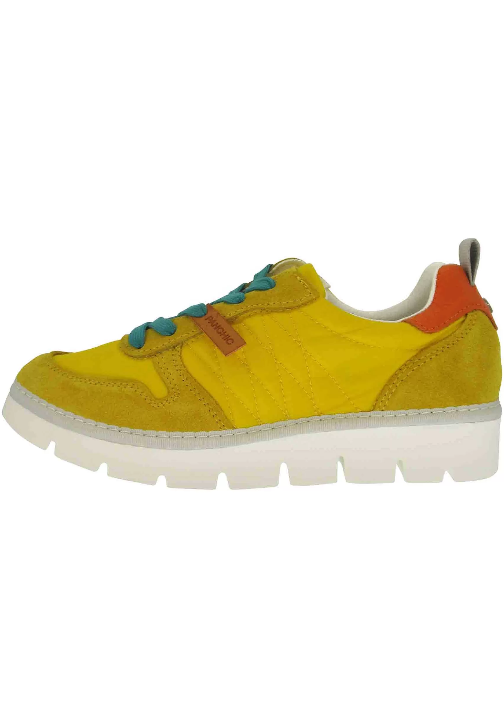 Sneakers Donna In Tessuto E Camoscio Giallo Con Suola Zeppa*Panchic Clearance