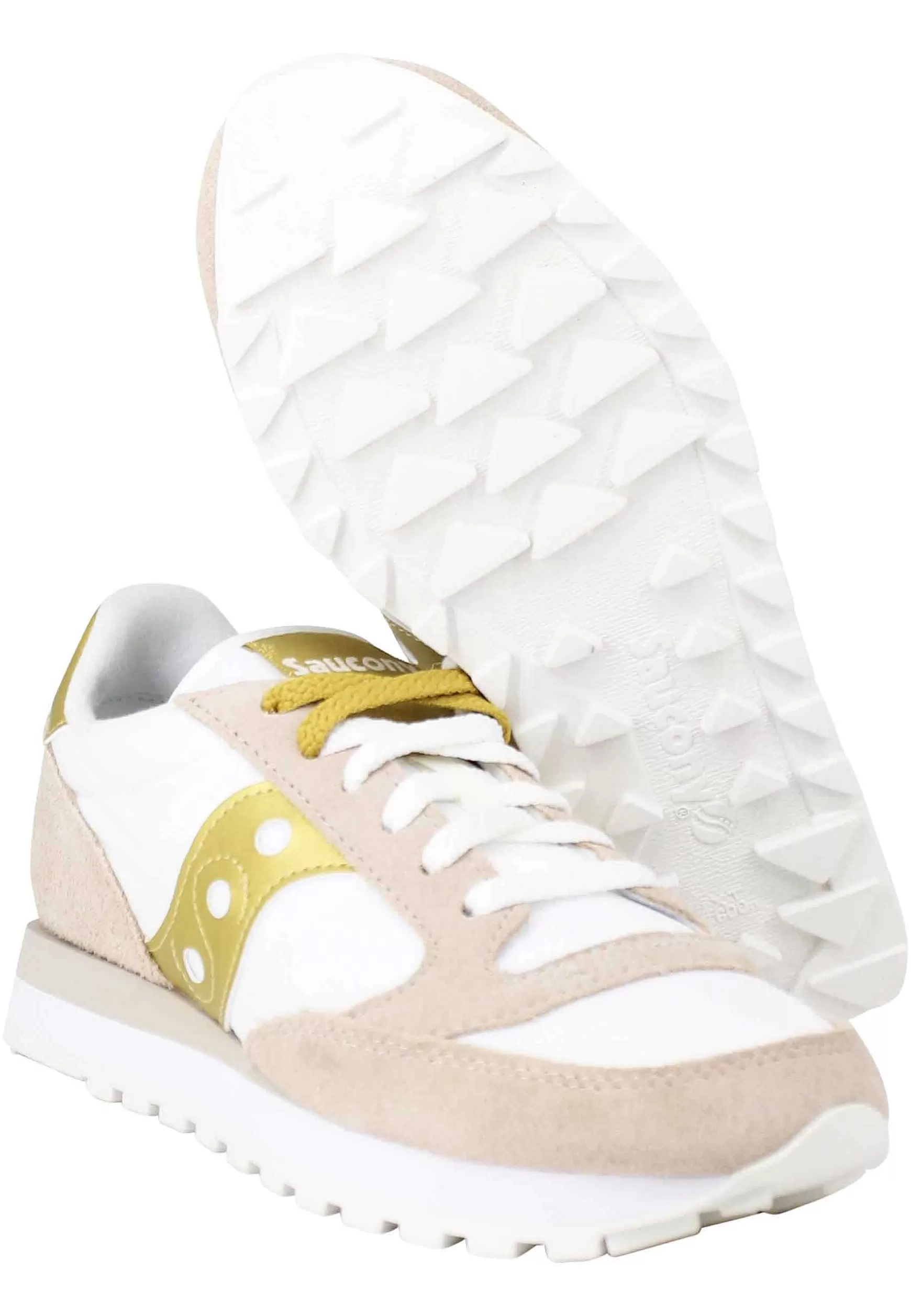 Sneakers Donna Jazz In Camoscio Beige Con Logo Oro*Saucony Store