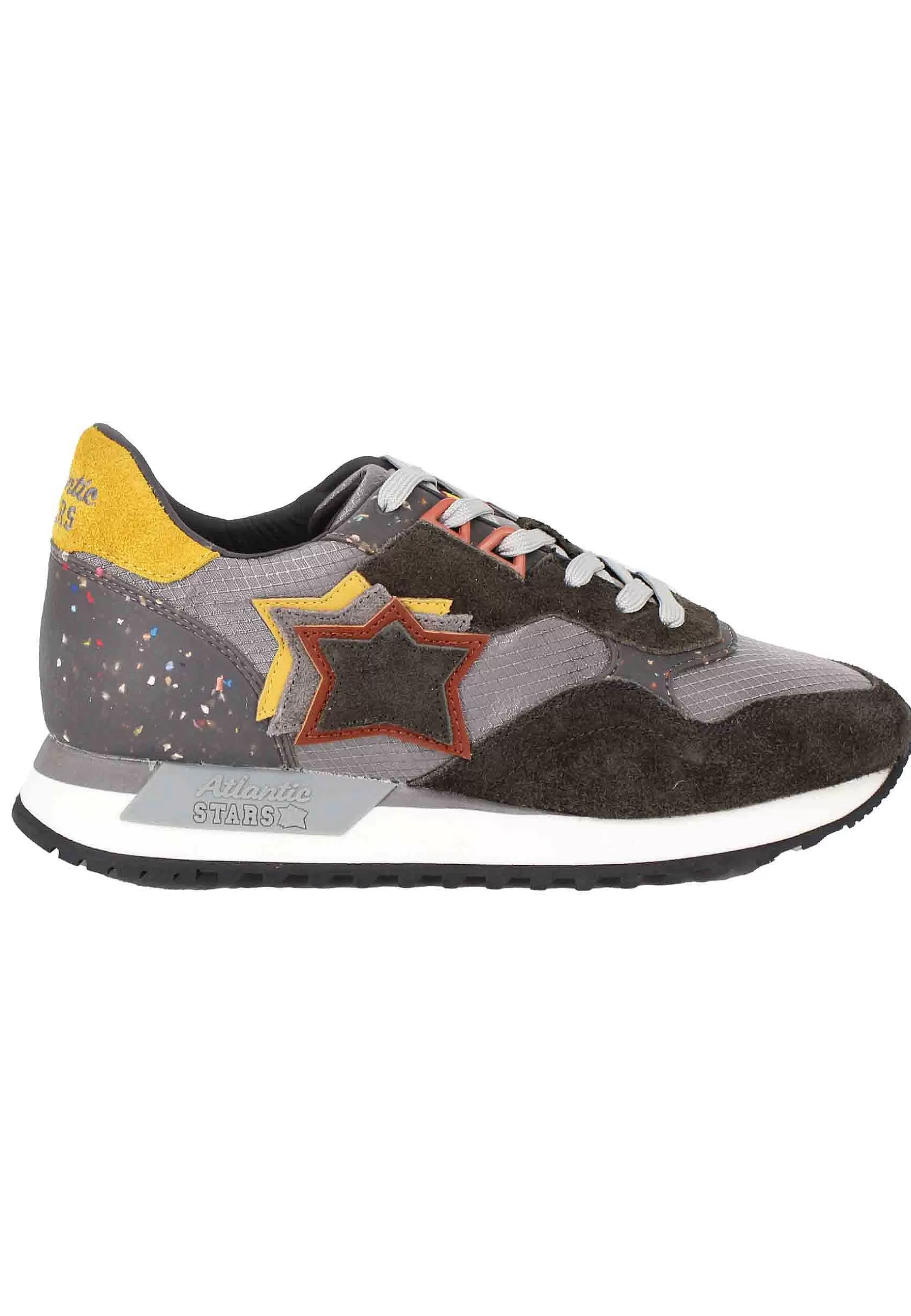 Sneakers Draco Uomo In Pelle E Tessuto Grigio Con Stelle In Tinta*Atlantic Star Shop