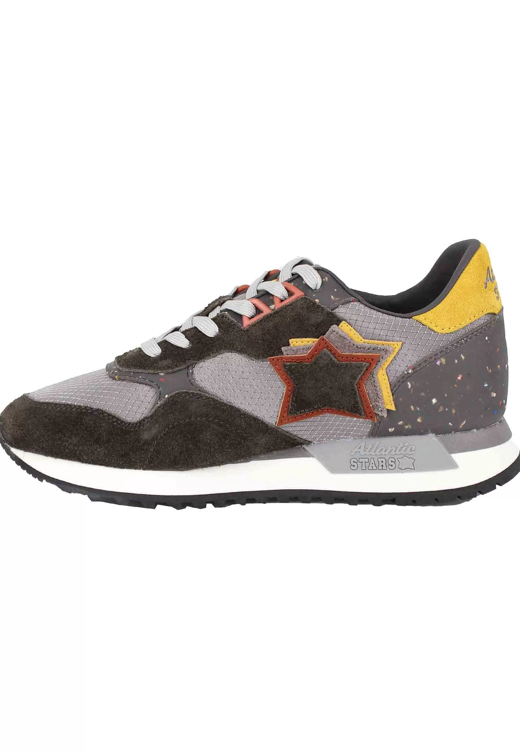 Sneakers Draco Uomo In Pelle E Tessuto Grigio Con Stelle In Tinta*Atlantic Star Shop