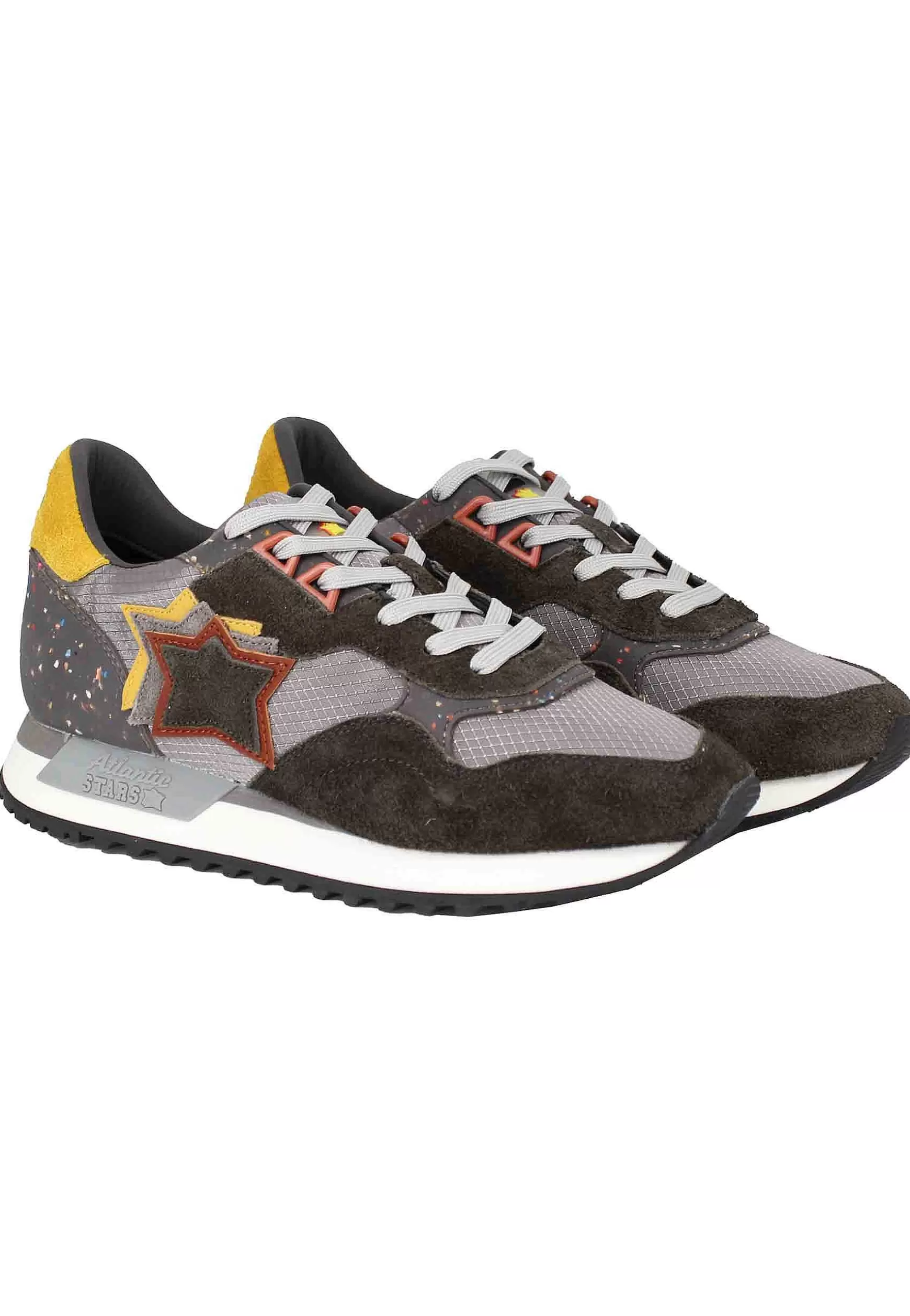 Sneakers Draco Uomo In Pelle E Tessuto Grigio Con Stelle In Tinta*Atlantic Star Shop