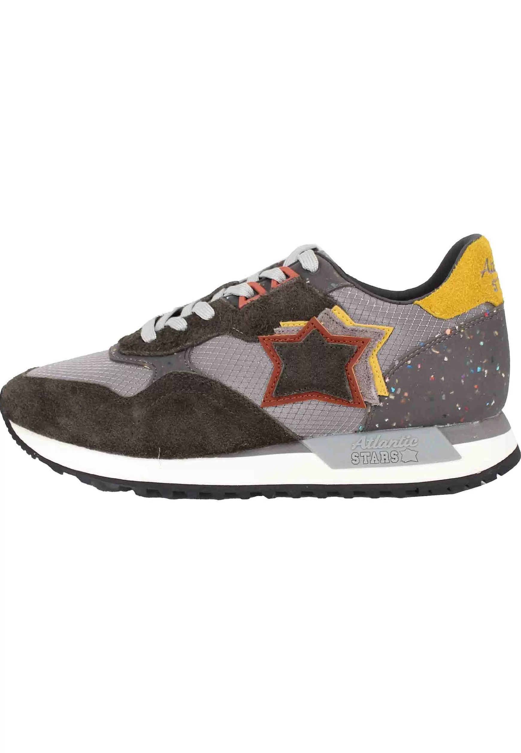 Sneakers Draco Uomo In Pelle E Tessuto Grigio Con Stelle In Tinta*Atlantic Star Shop