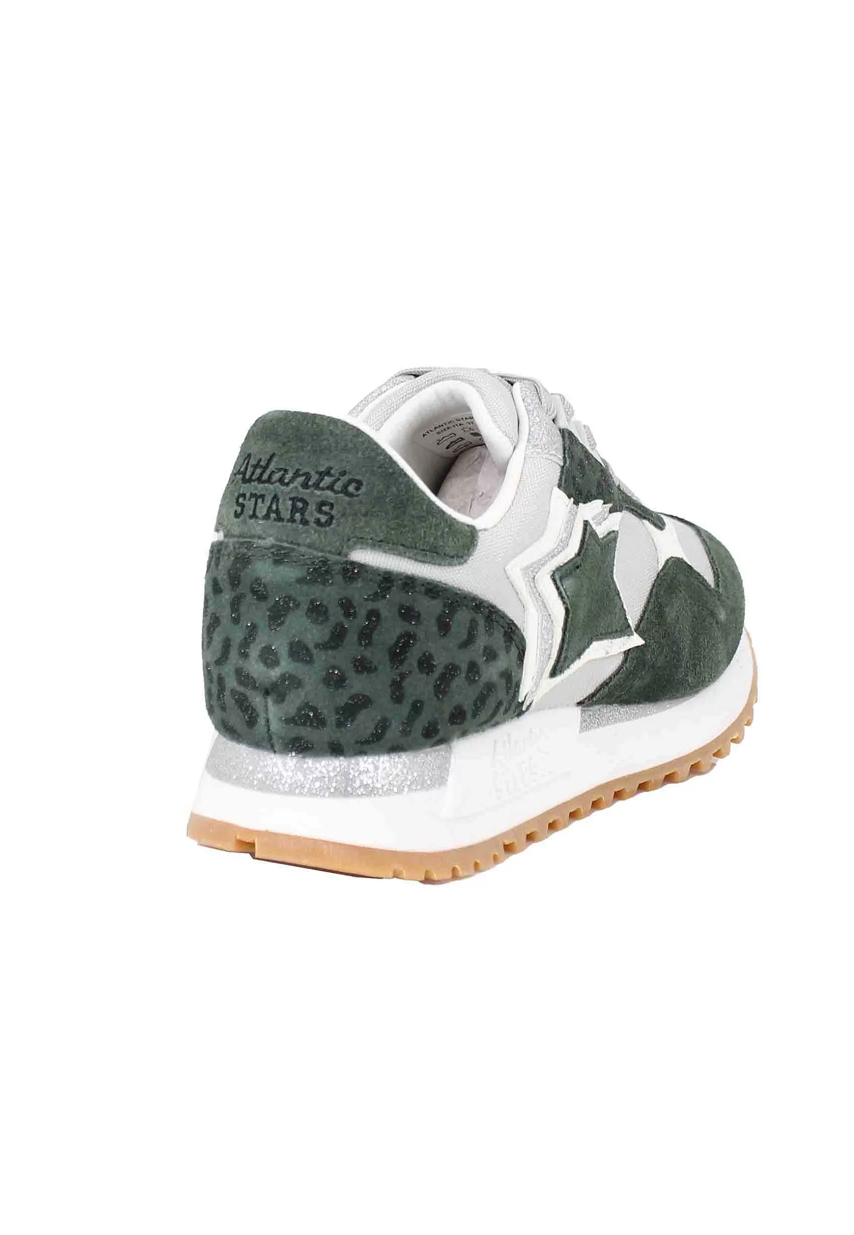 Sneakers Ghalac Donna In Pelle Verde E Tessuto Animalier Con Stelle In Tinta*Atlantic Star New