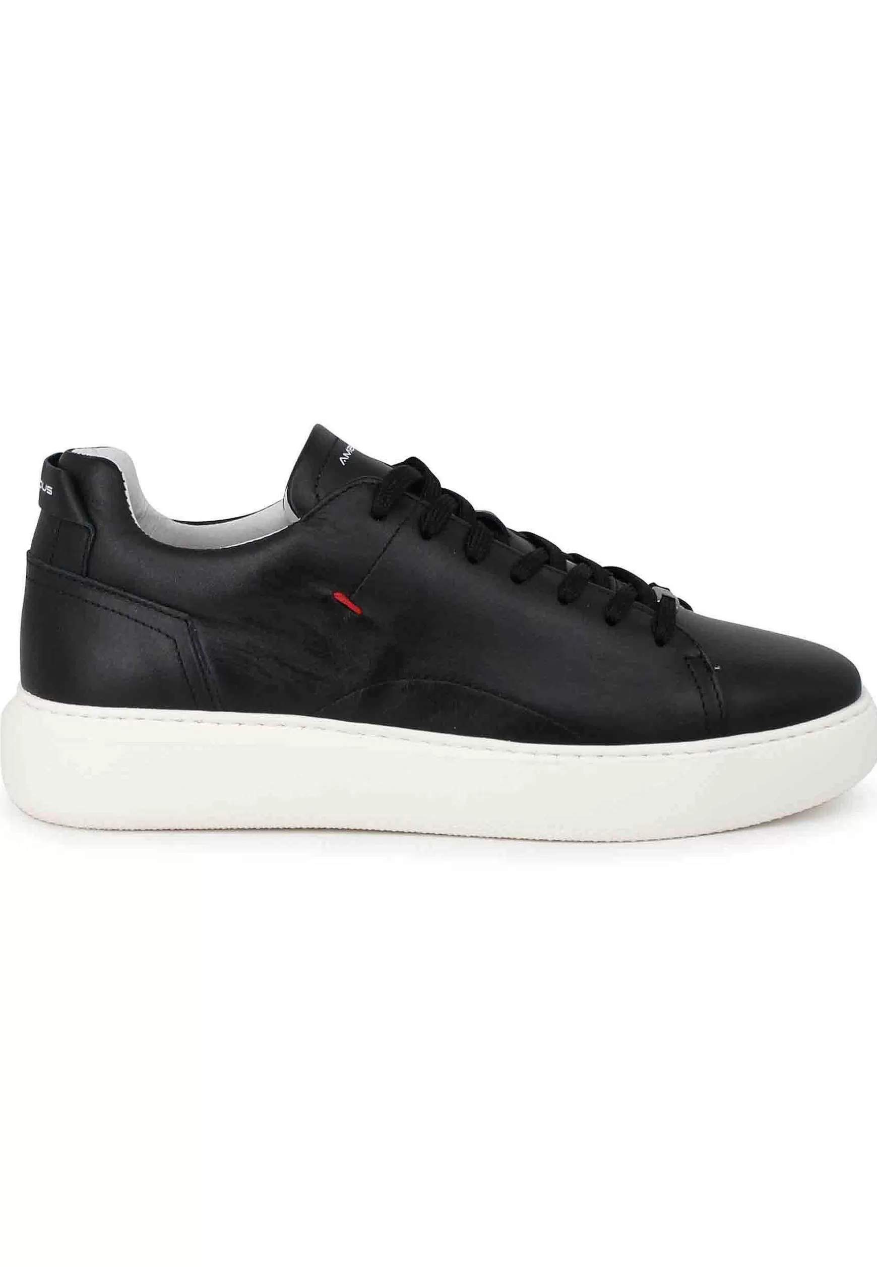 Sneakers Uomo Eclipse In Pelle Nera Con Suola Alta In Gomma*Ambitious Shop