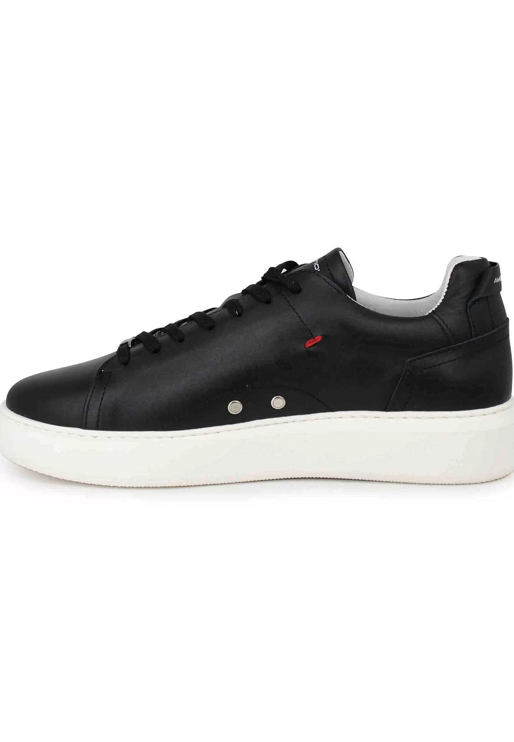 Sneakers Uomo Eclipse In Pelle Nera Con Suola Alta In Gomma*Ambitious Shop