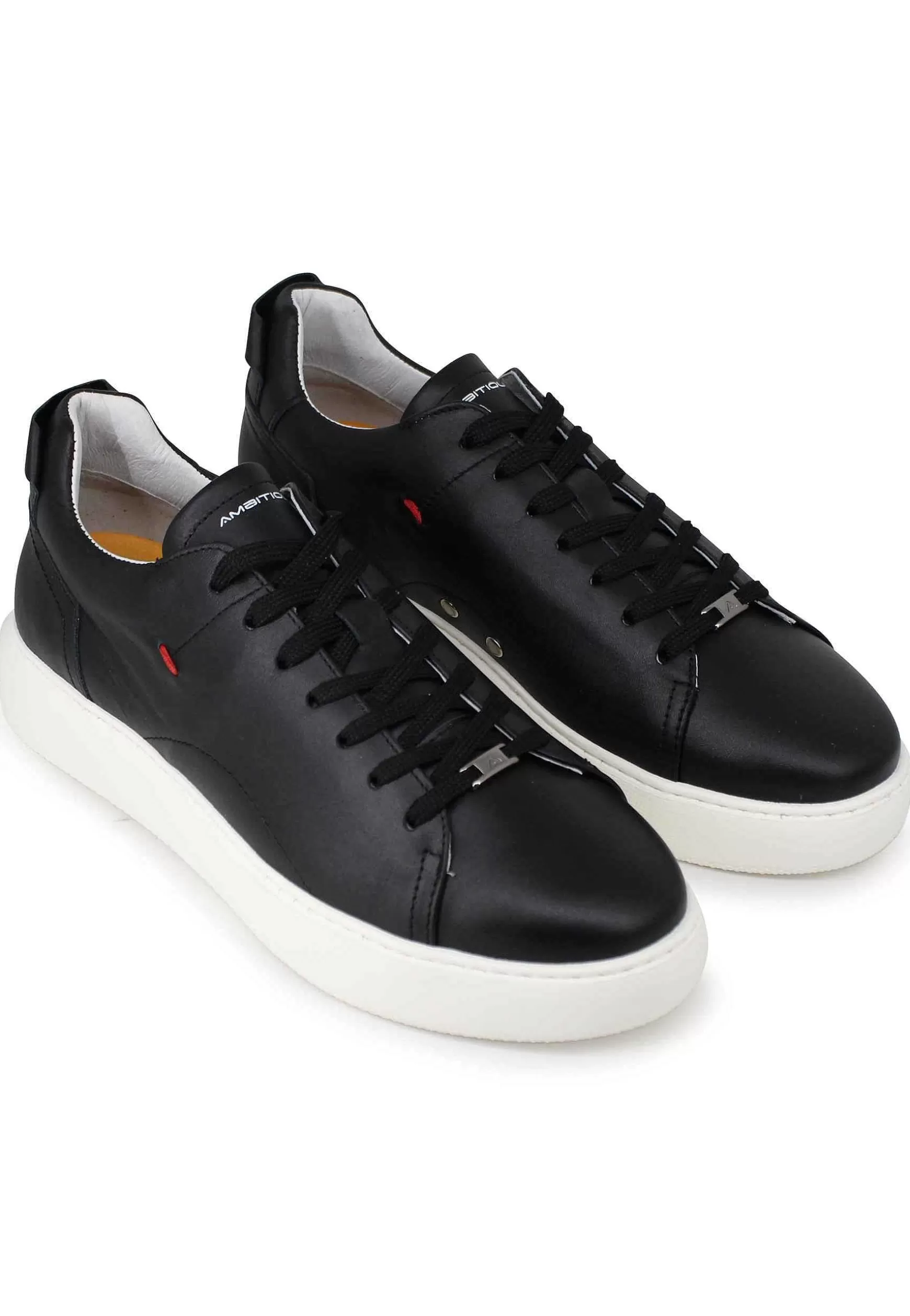 Sneakers Uomo Eclipse In Pelle Nera Con Suola Alta In Gomma*Ambitious Shop