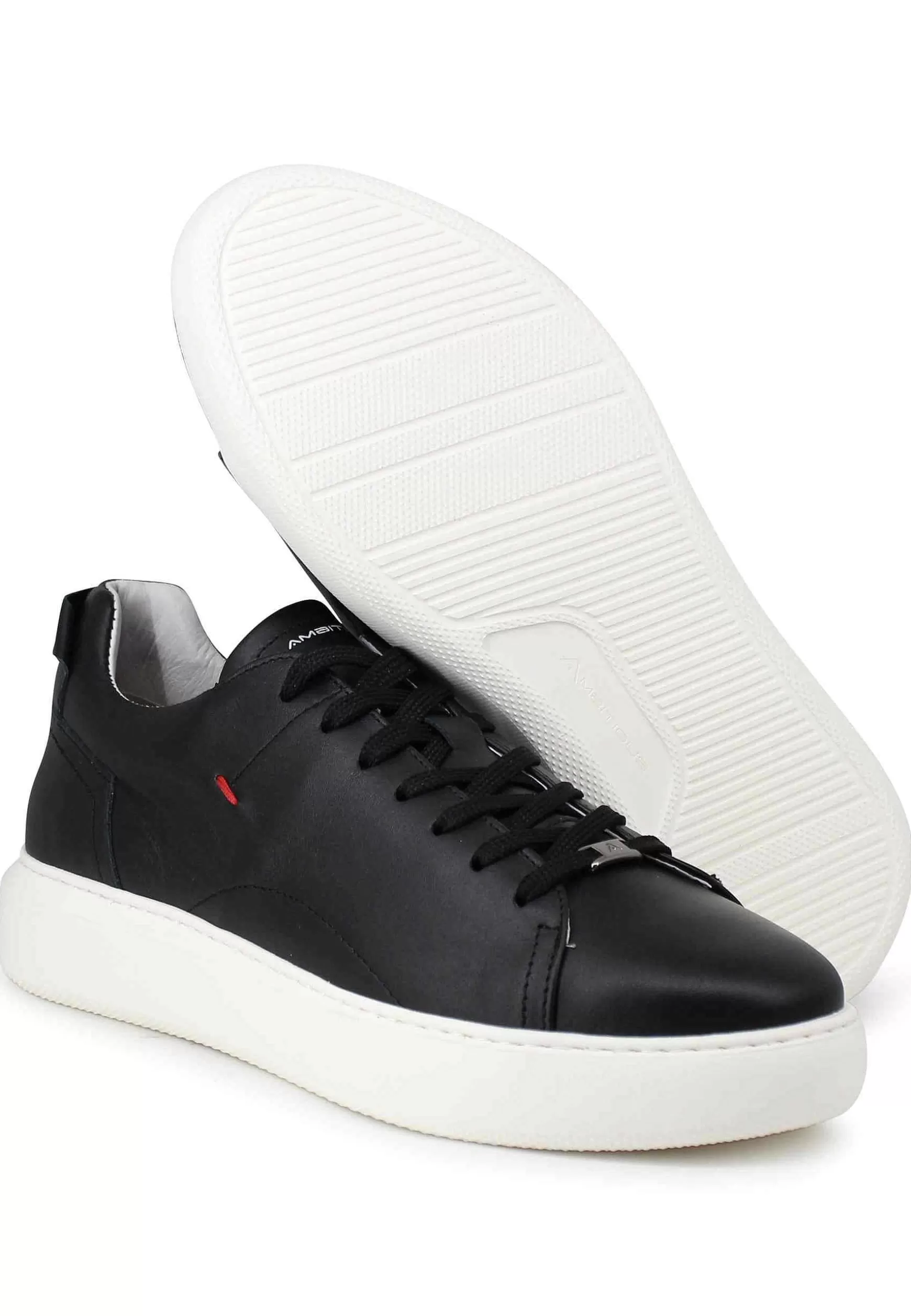 Sneakers Uomo Eclipse In Pelle Nera Con Suola Alta In Gomma*Ambitious Shop