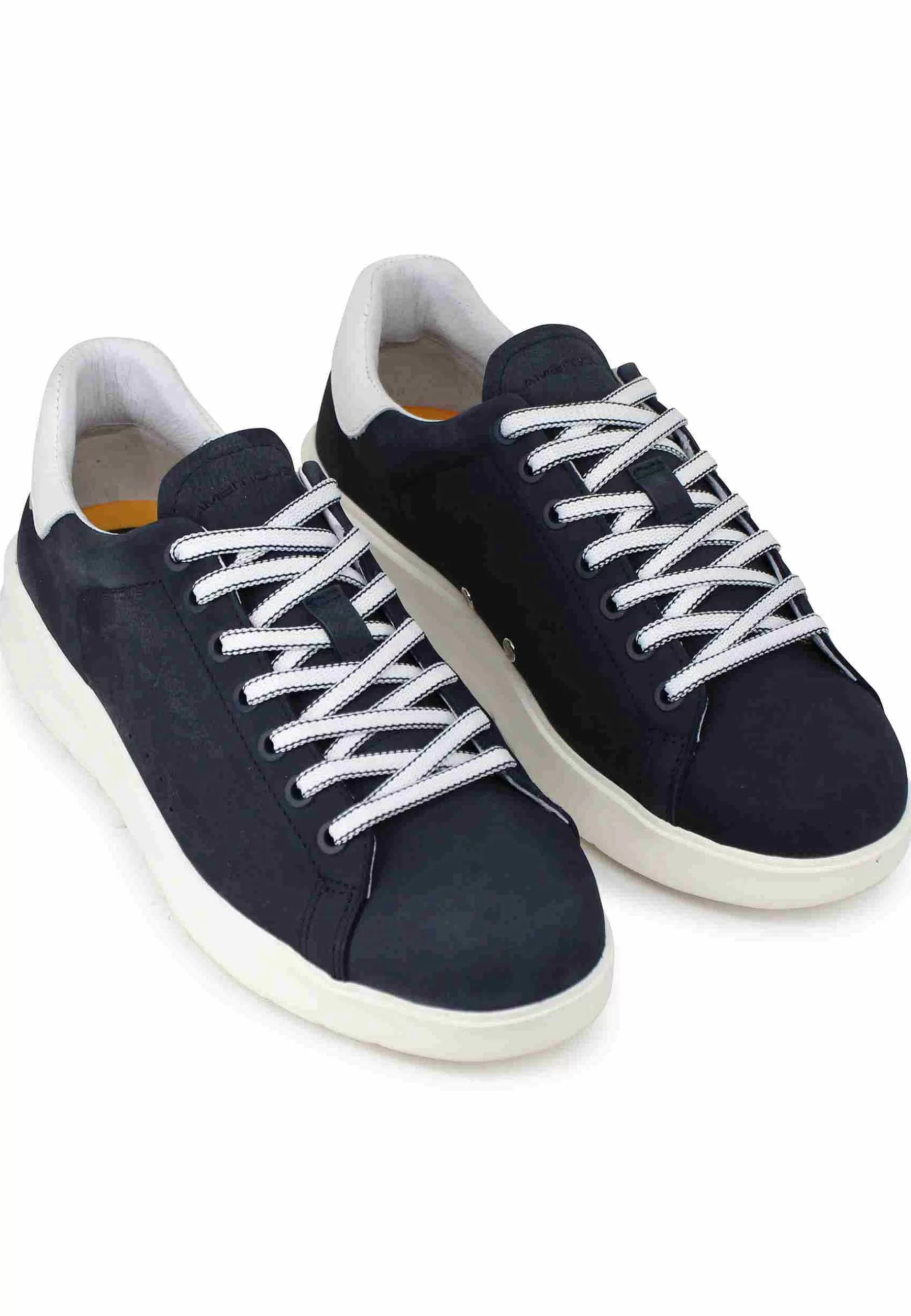 Sneakers Uomo Hover In Nabuk Blu Con Suola Alta In Gomma*Ambitious Store