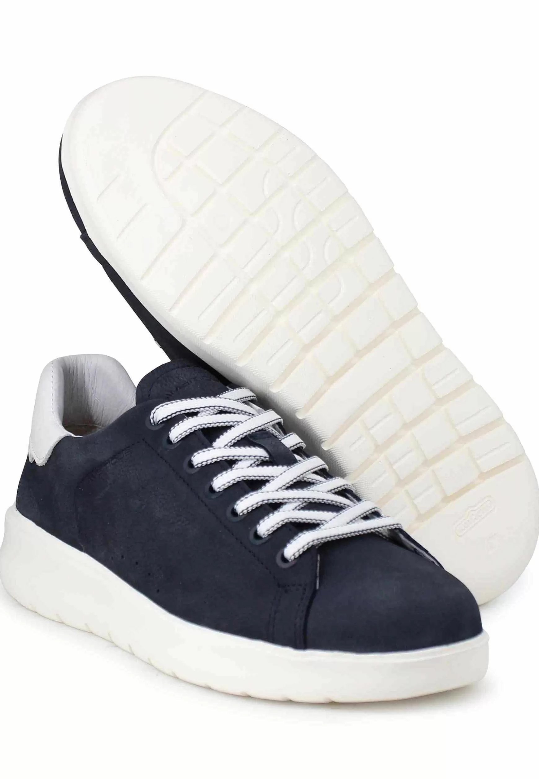 Sneakers Uomo Hover In Nabuk Blu Con Suola Alta In Gomma*Ambitious Store