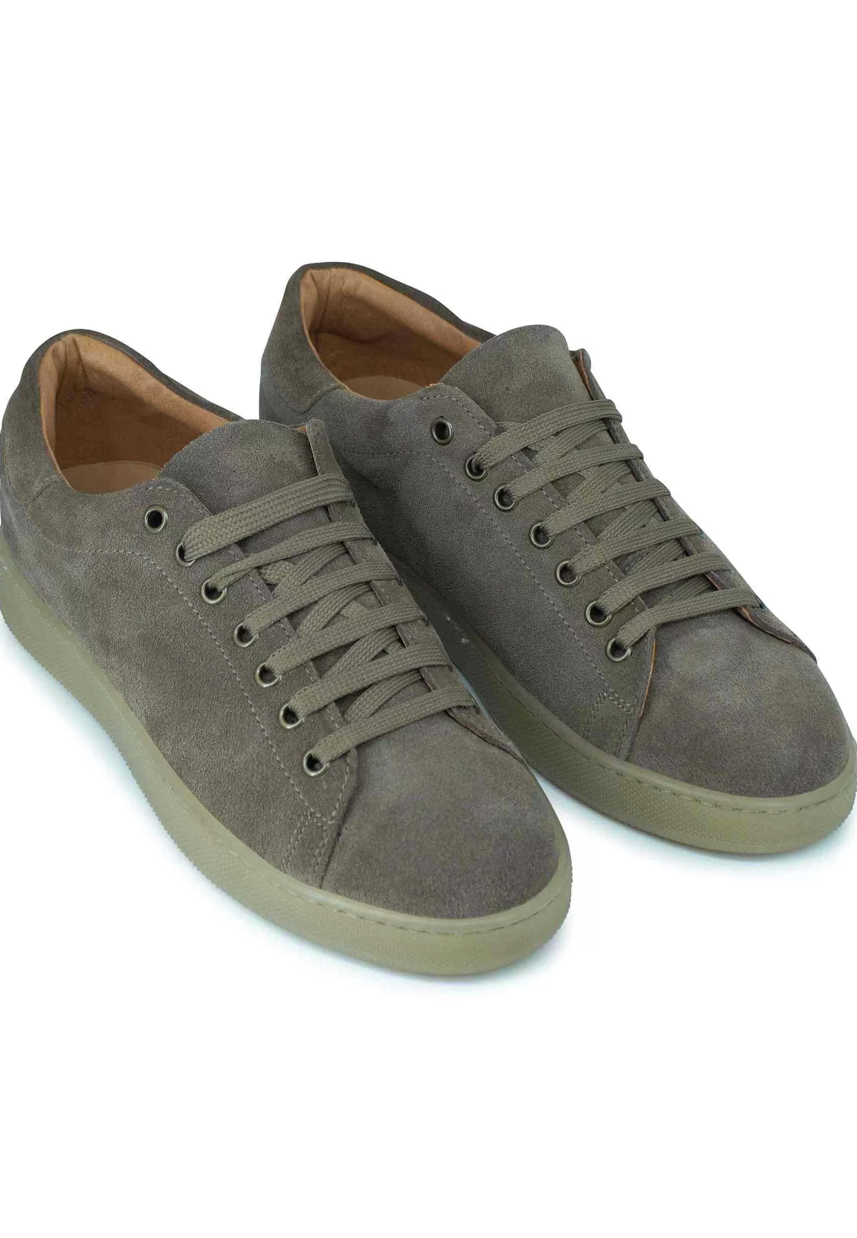 Sneakers Uomo In Camoscio Tortora Con Fondo Gomma** Online