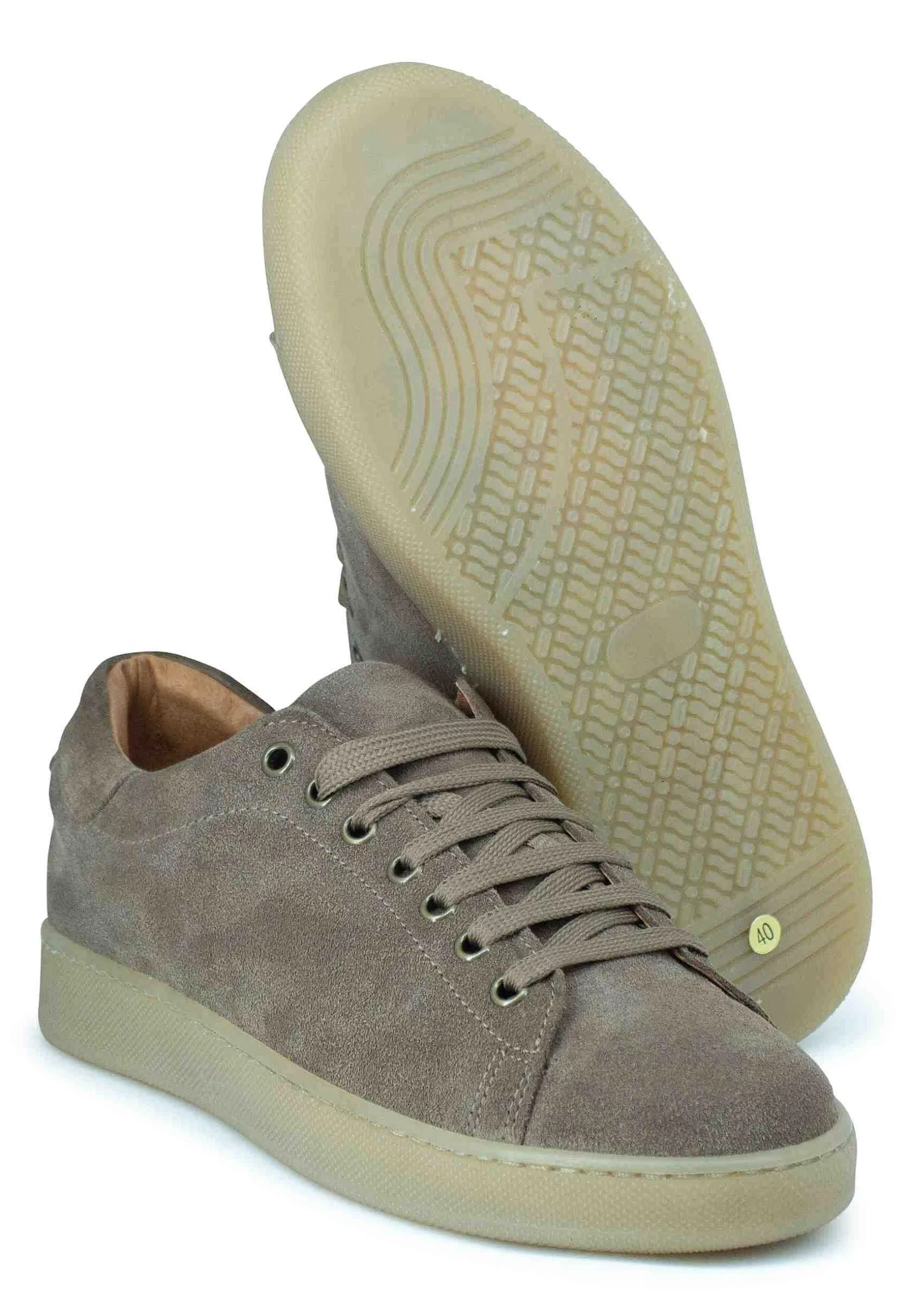 Sneakers Uomo In Camoscio Tortora Con Fondo Gomma** Online