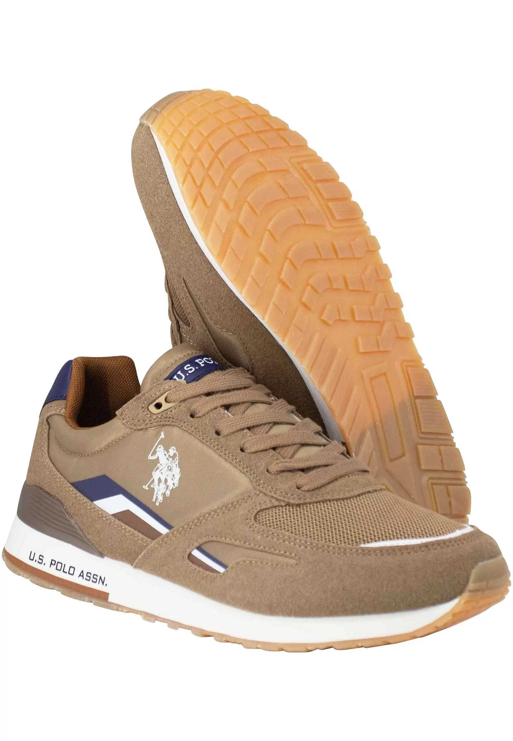 Sneakers Uomo In Nylon E Tessuto Taupe Con Suola Running*U.S. Polo Assn Fashion