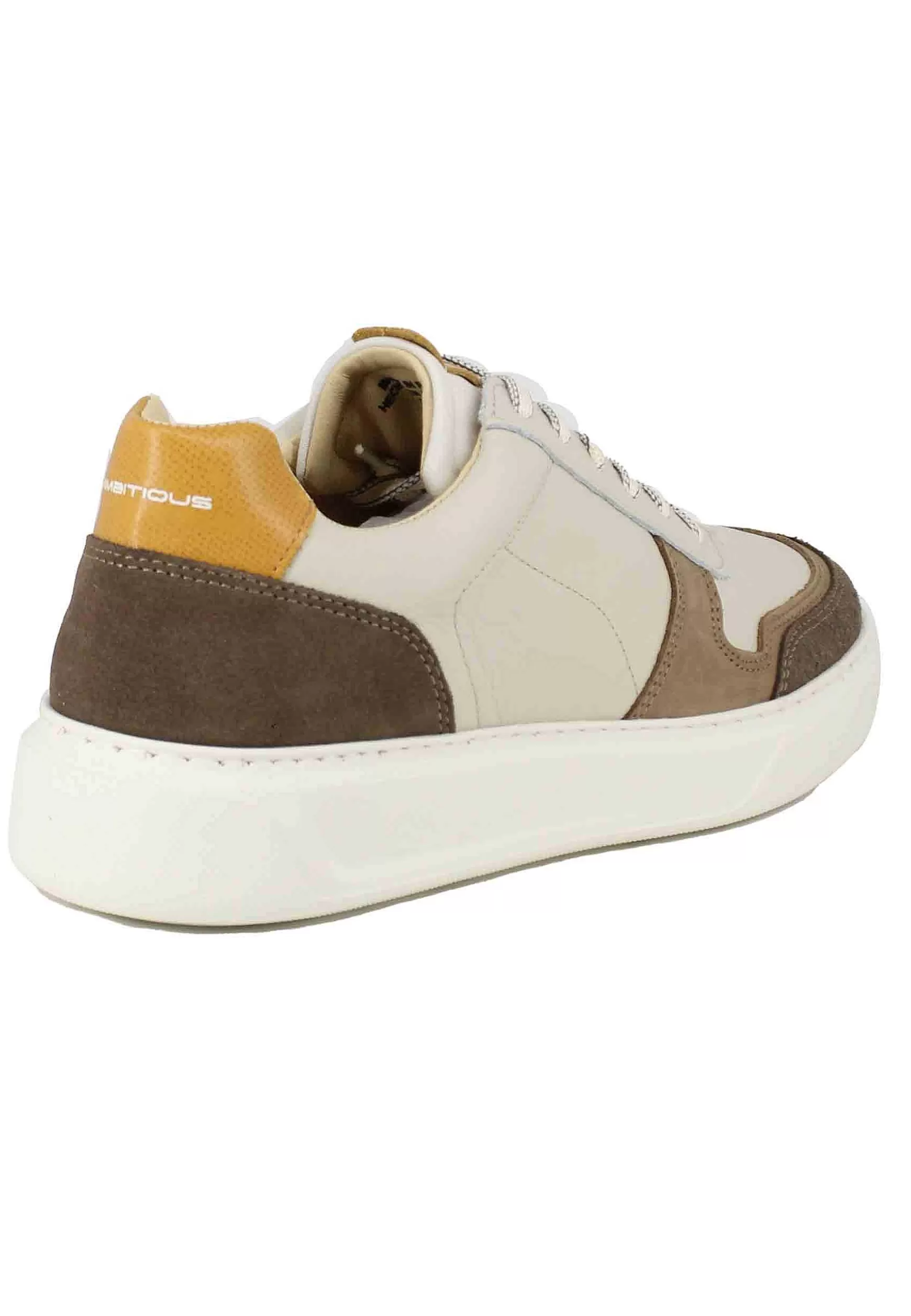 Sneakers Uomo In Pelle Beige Con Riporti In Camoscio*Ambitious Shop