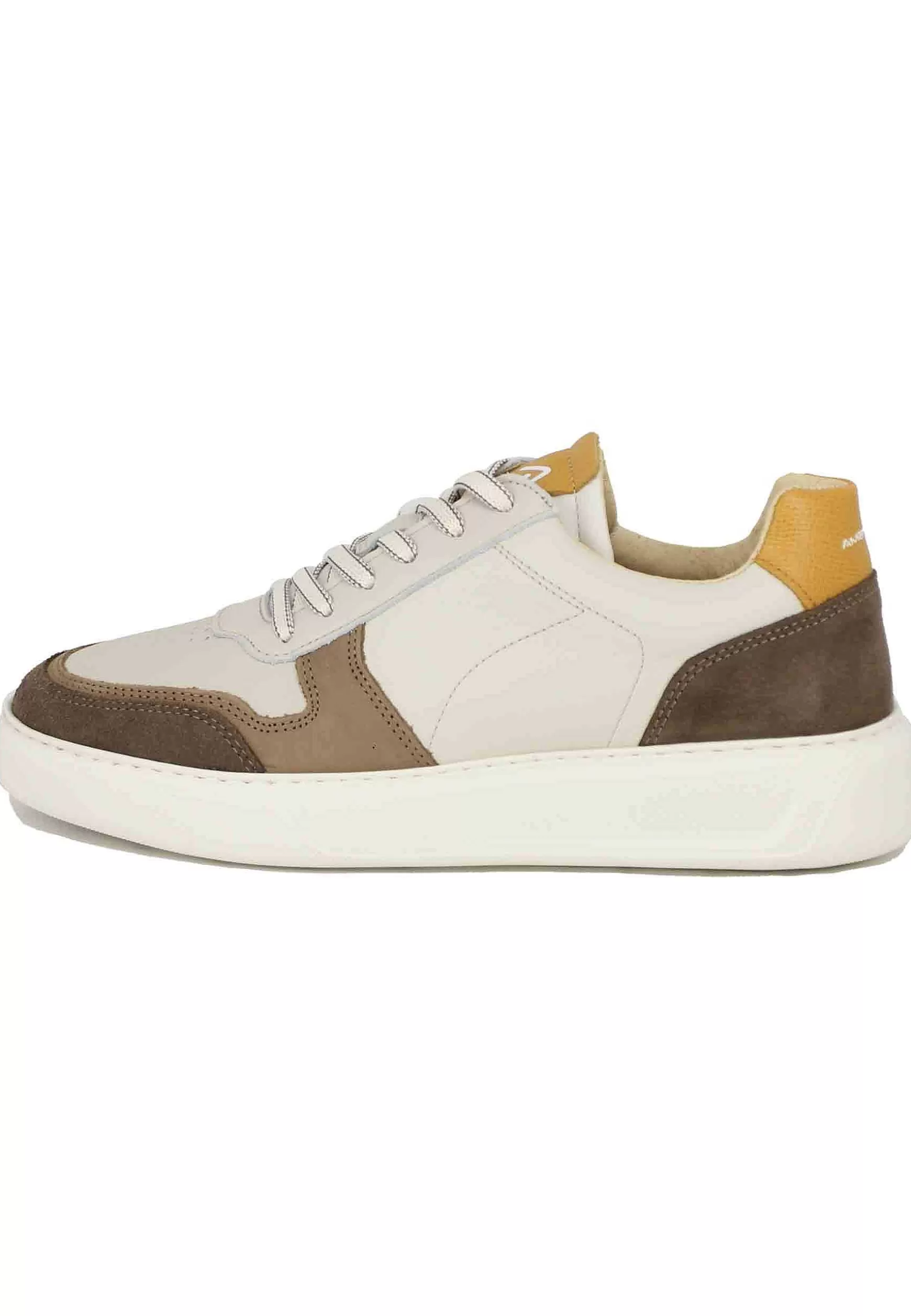 Sneakers Uomo In Pelle Beige Con Riporti In Camoscio*Ambitious Shop
