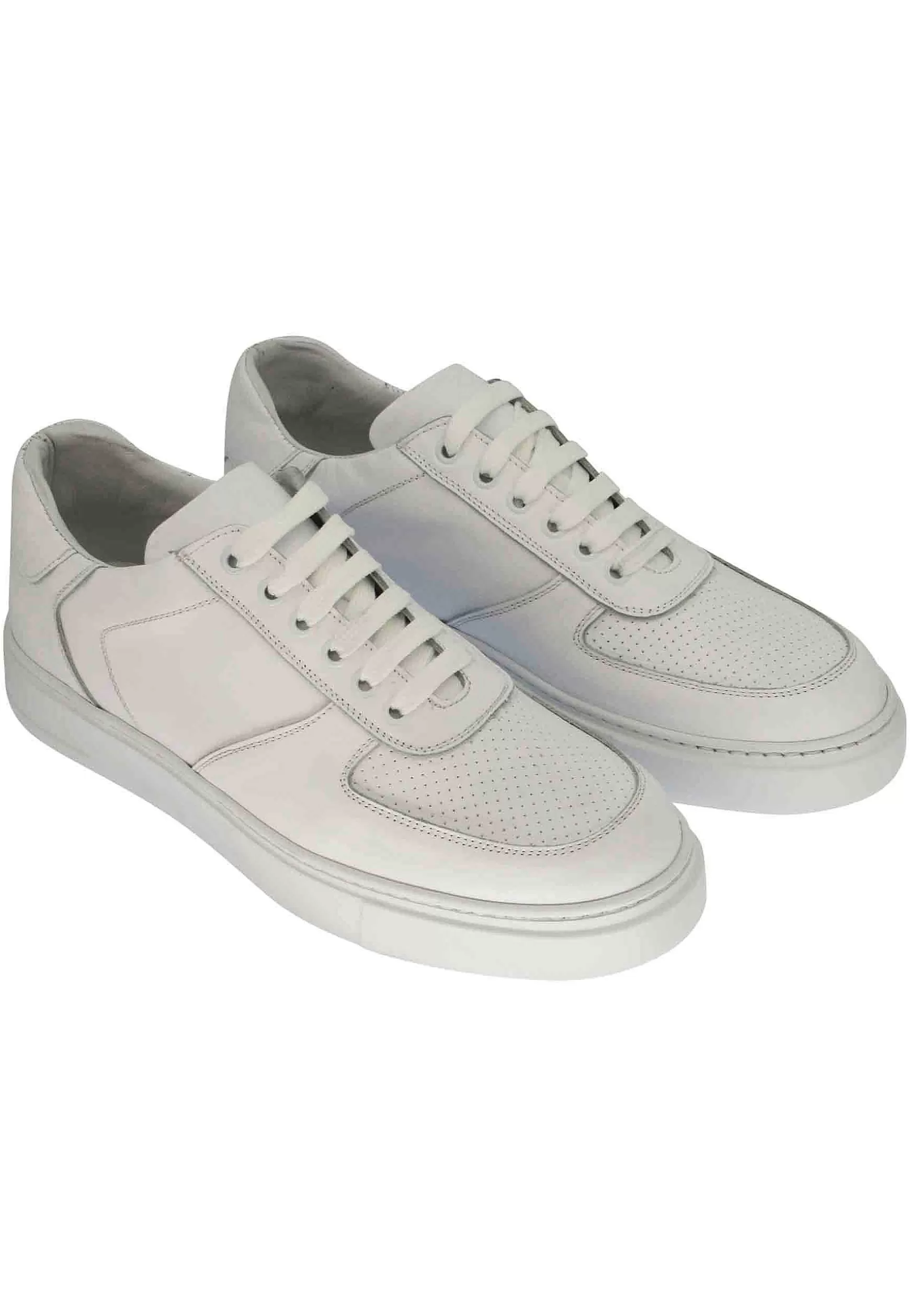 Sneakers Uomo In Pelle Bianca Con Cuciture E Fondo In Gomma** Sale