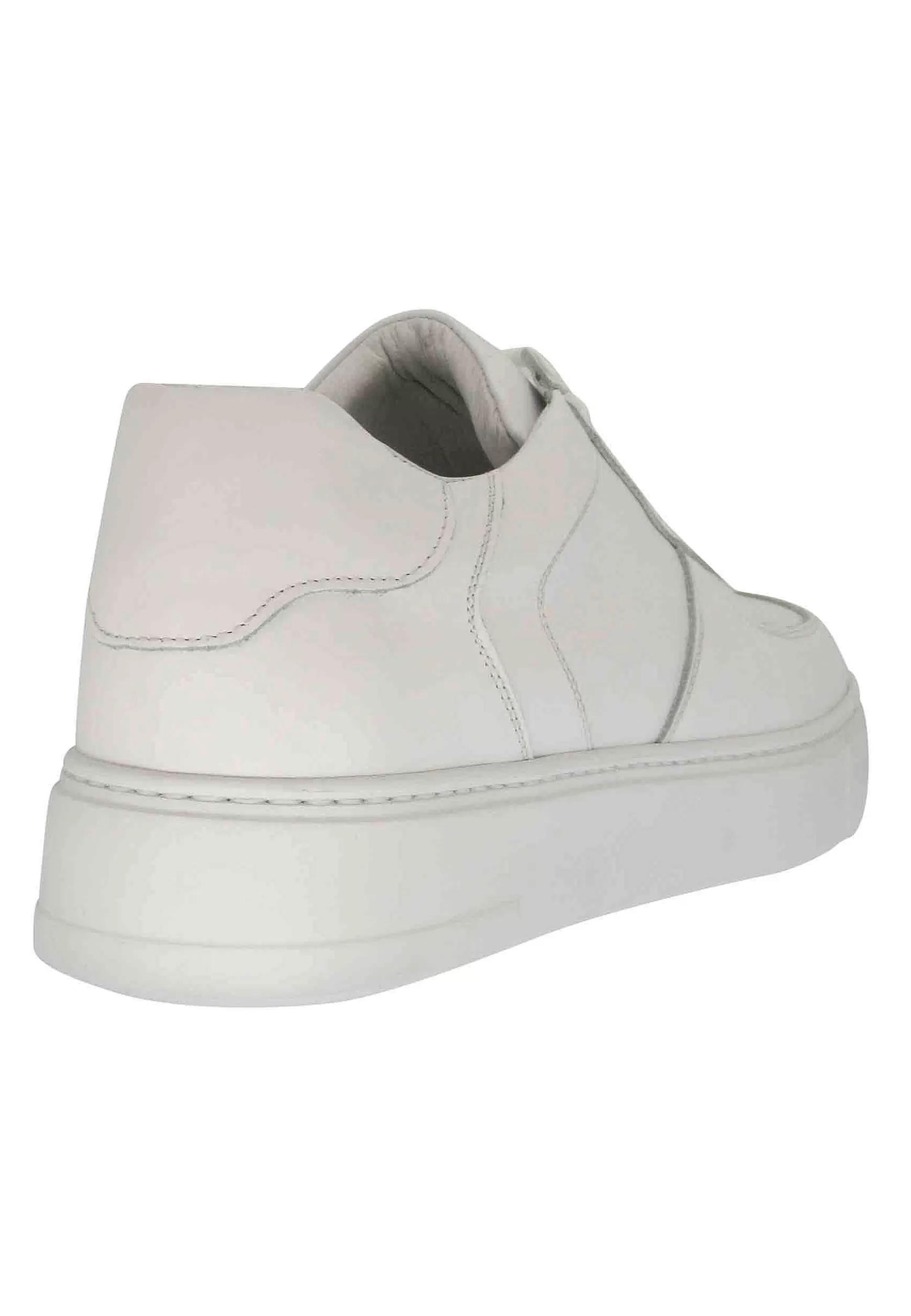Sneakers Uomo In Pelle Bianca Con Cuciture E Fondo In Gomma** Sale
