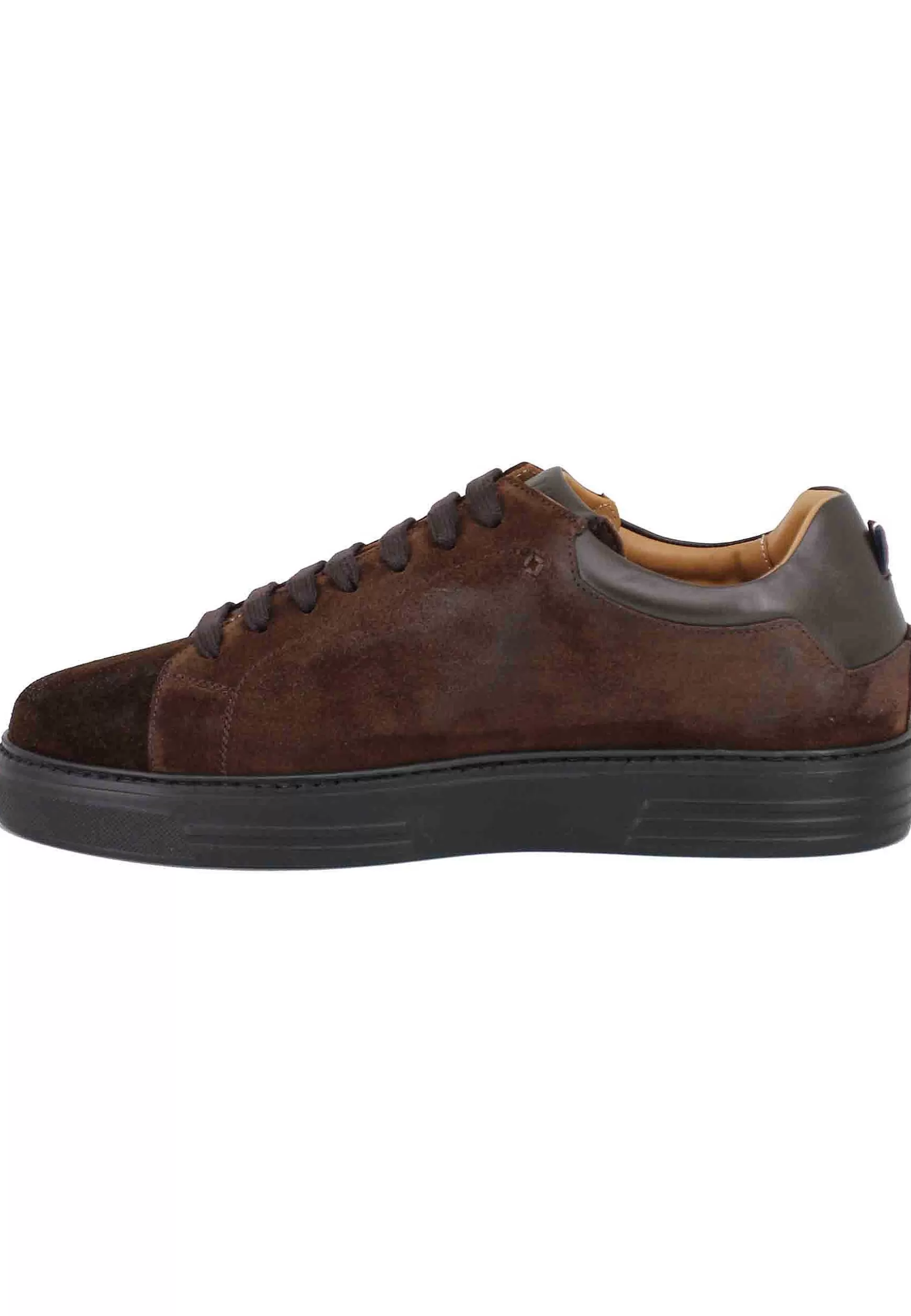 Sneakers Uomo In Pelle E Camoscio Testa Di Moro*Rogal Fashion