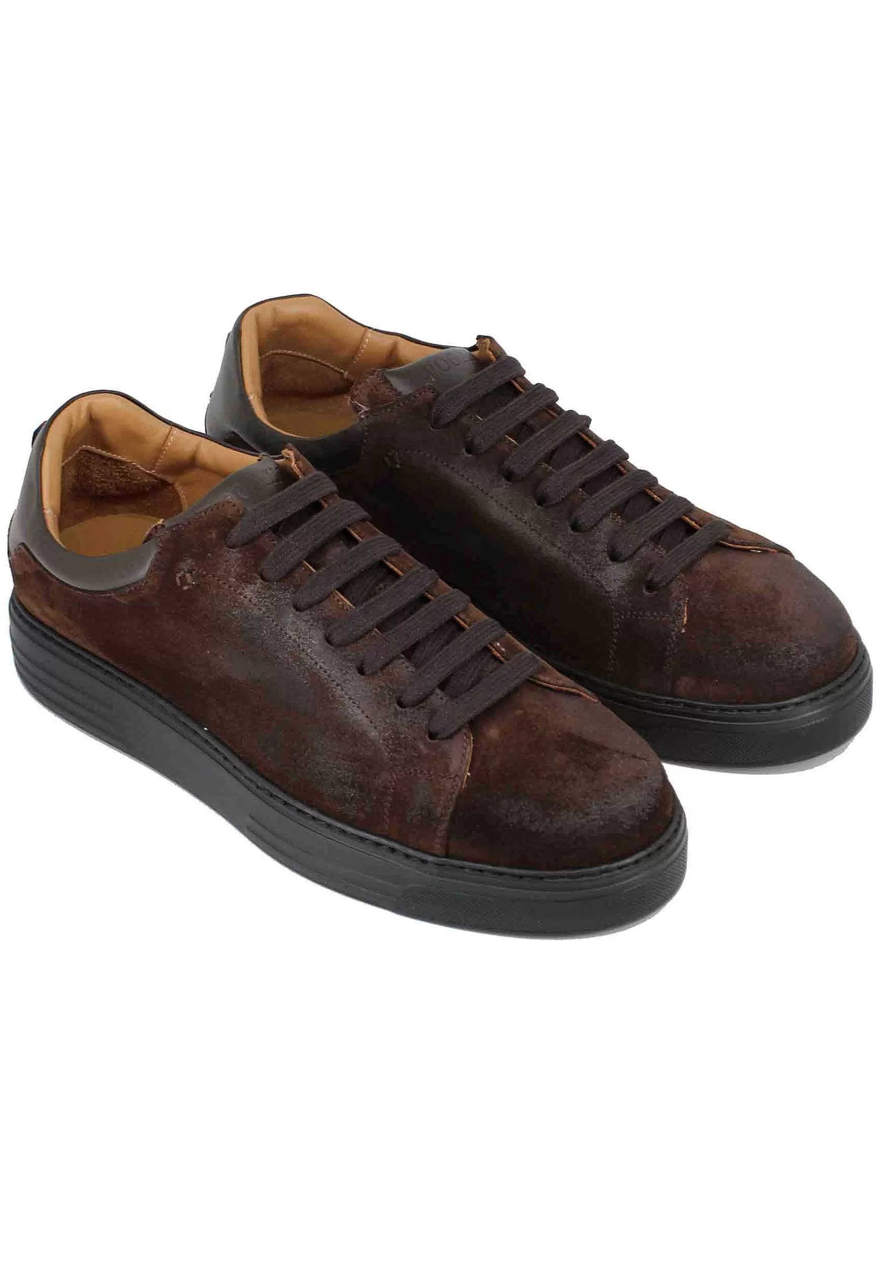 Sneakers Uomo In Pelle E Camoscio Testa Di Moro*Rogal Fashion