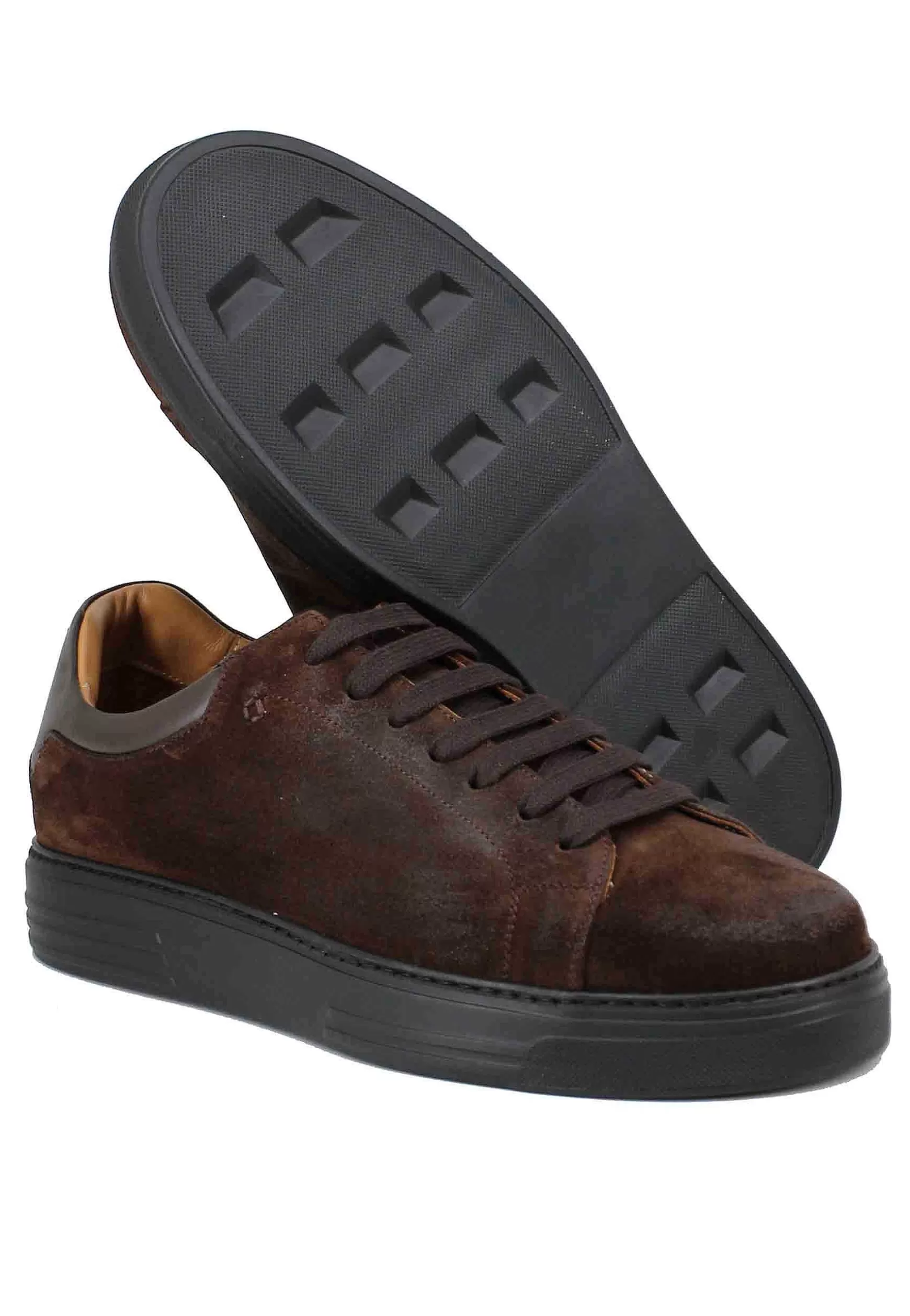 Sneakers Uomo In Pelle E Camoscio Testa Di Moro*Rogal Fashion
